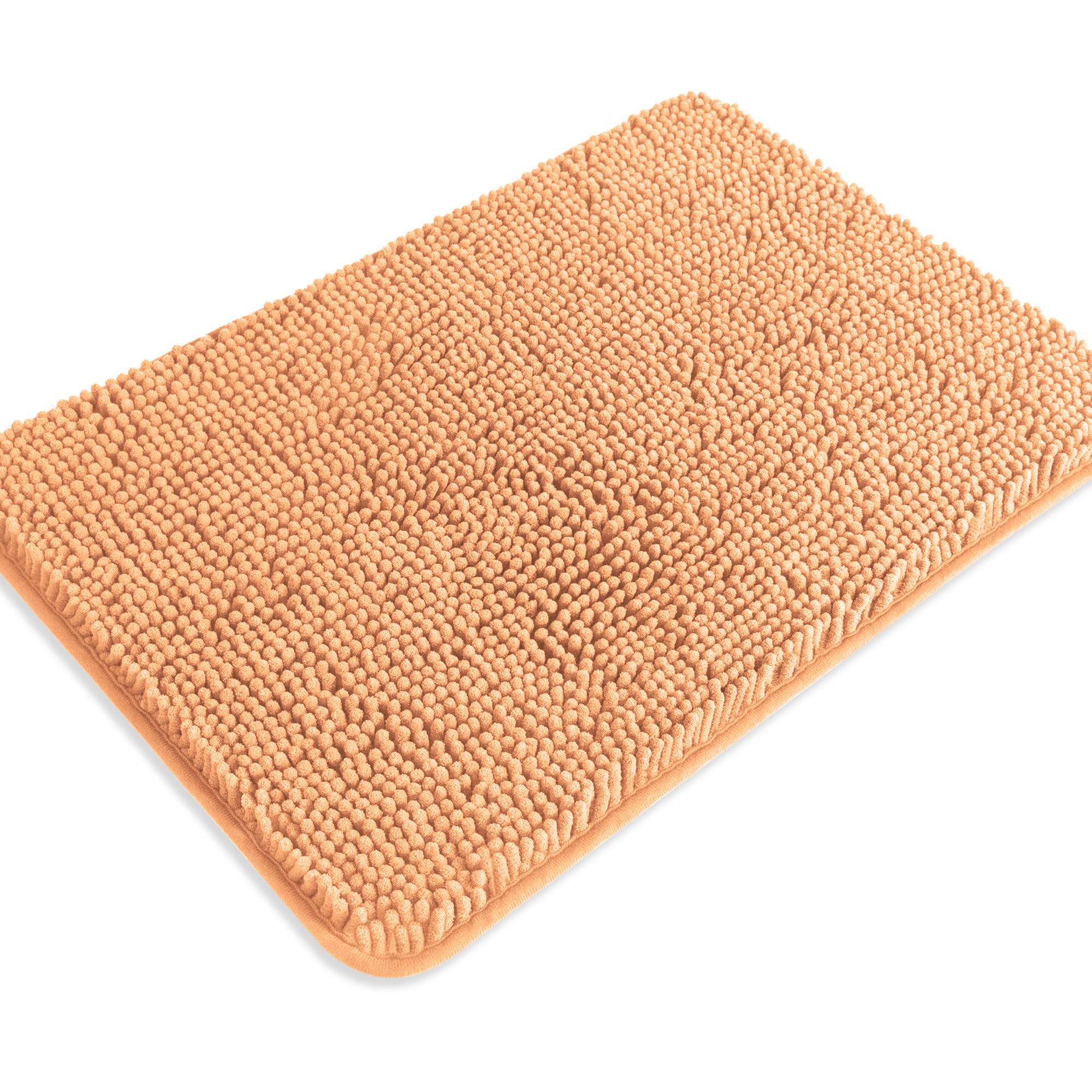 Pureswan Peach Bathroom Rugs - Absorbent And Washable Bath Mat, Non-Slip, Thick Soft Chenille Bath Rugs For Bathroom Floor, Show