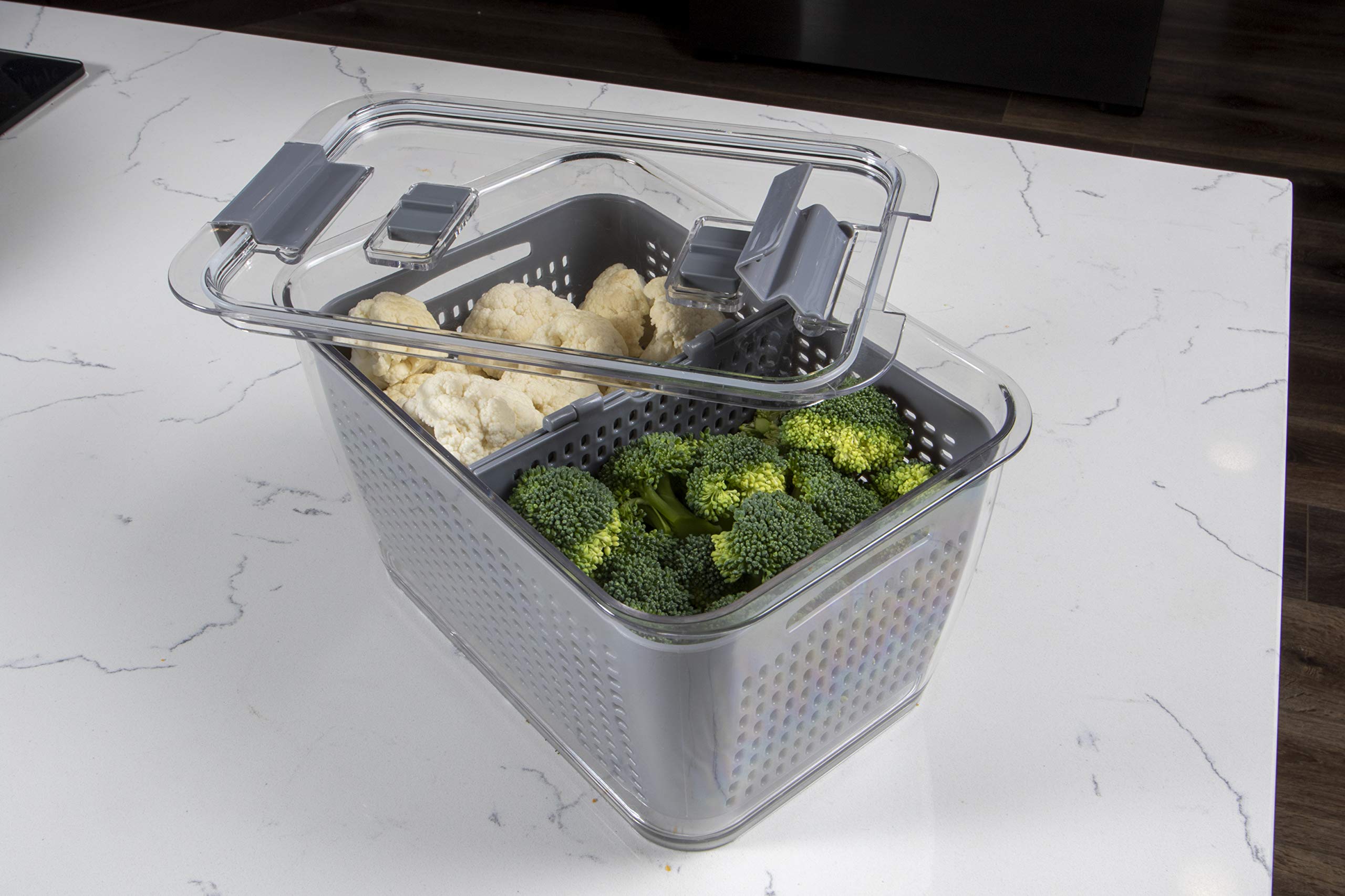 Kitchen Spaces Colander Food Storage Containers For Fridge, Gray, Variety Pack, 3 Sizes
