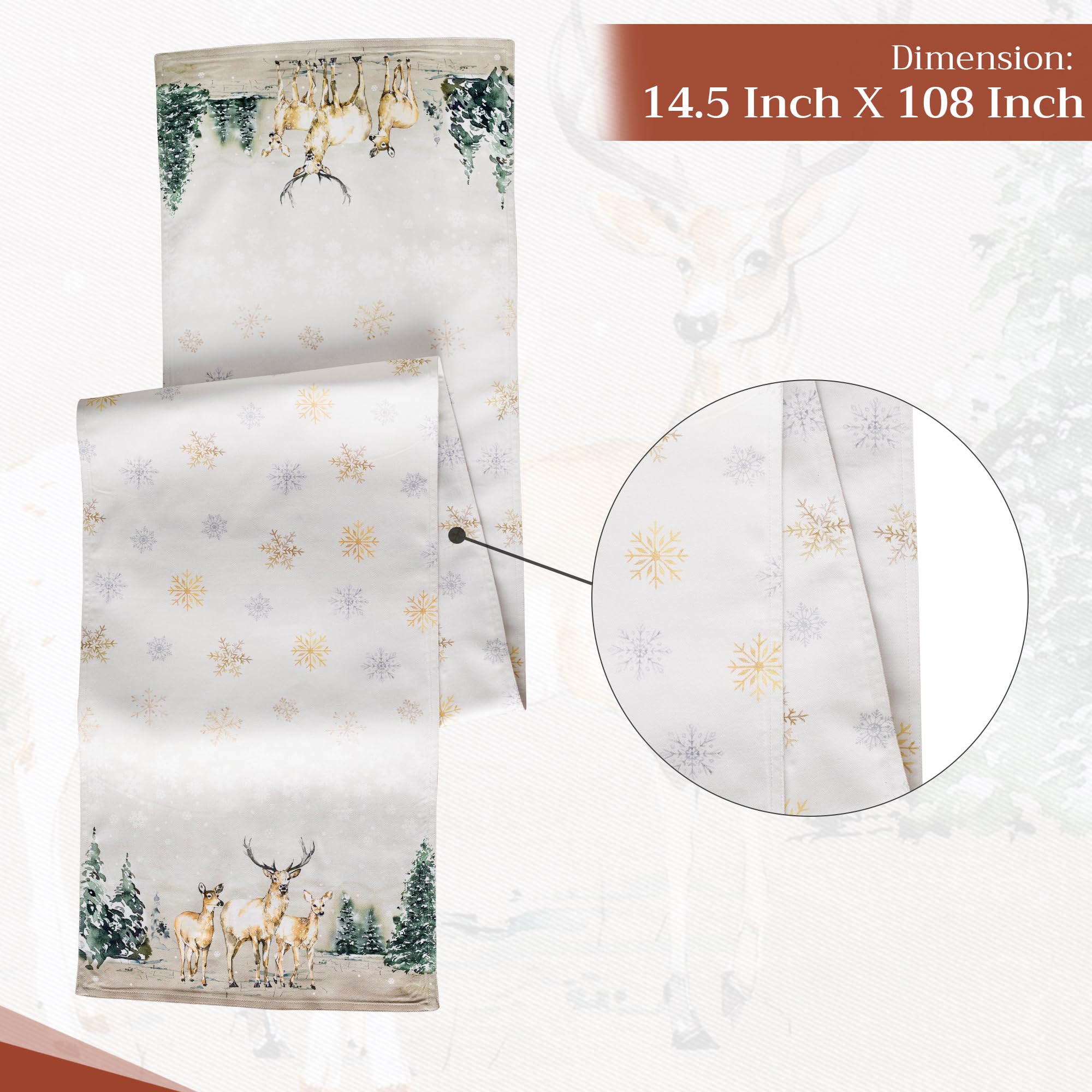 Maison D Hermine 100 Cotton Table Runner Deer In The Woods Tabletop Cover Great For Family Dinners Kitchen Dining Parties Weddin