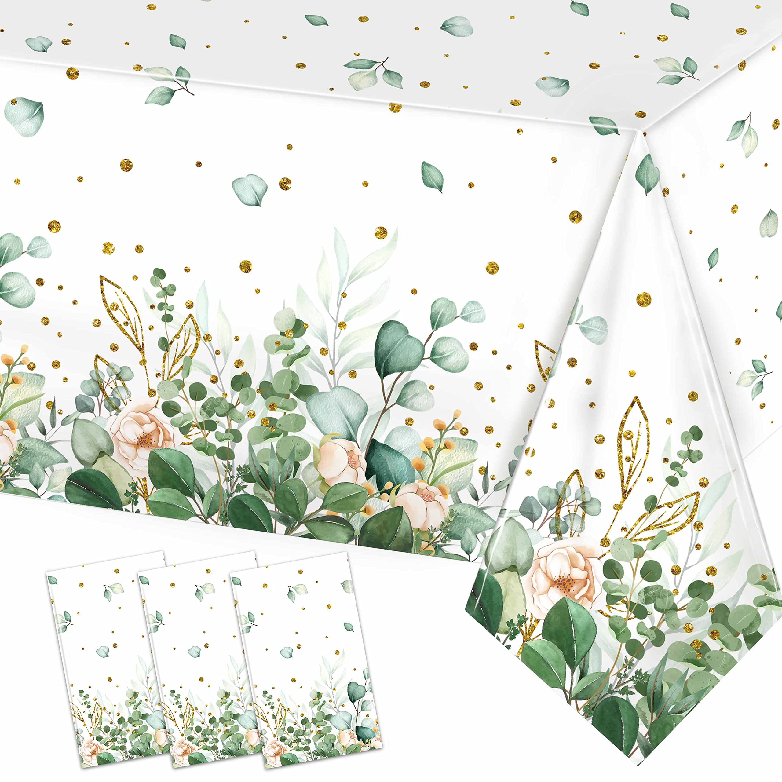 Sage Green Eucalyptus Leaf Tablecloth For Baby Shower Party Decoration Disposable Plastic Sage Greenery Tablecloth Table Cover B