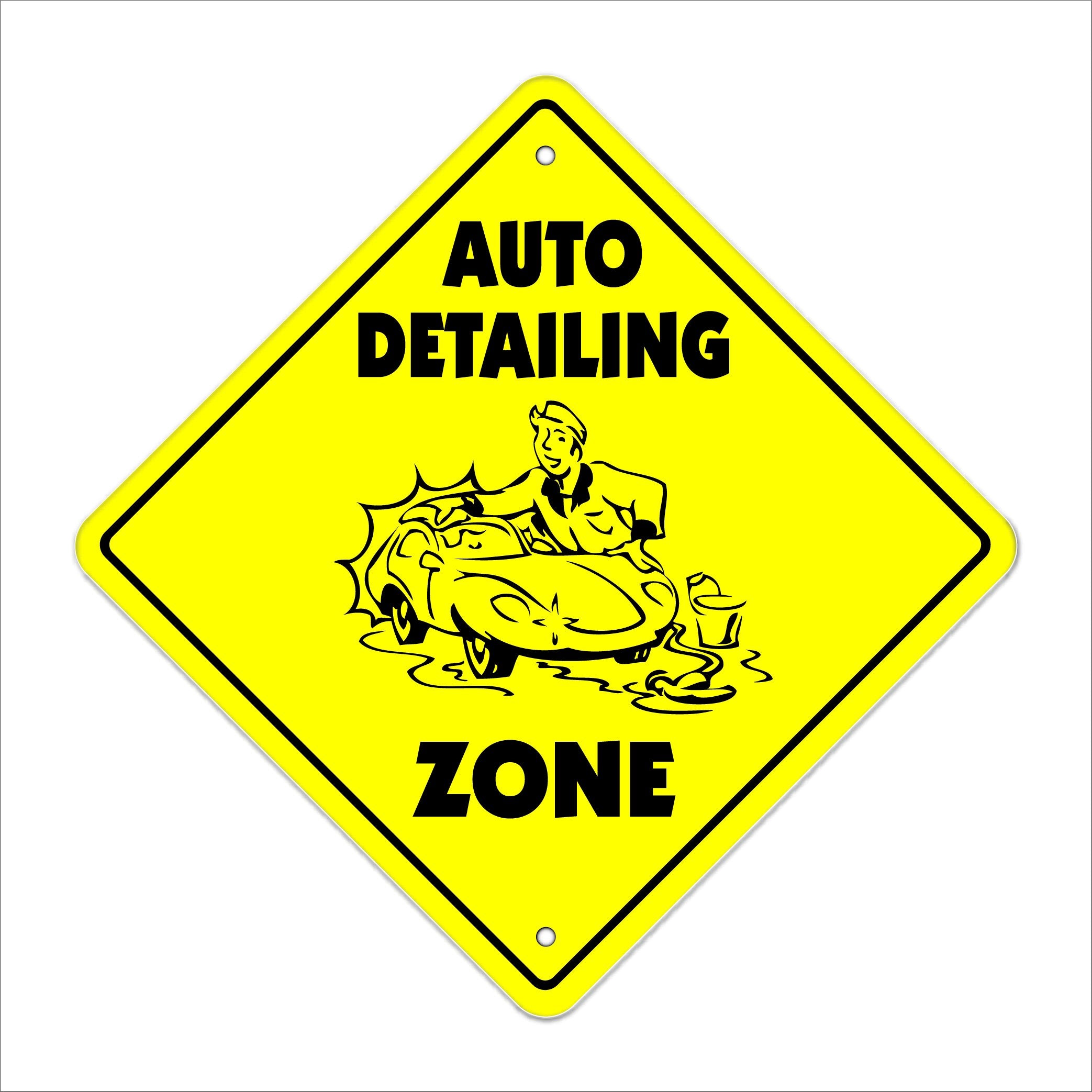 Auto Detailing Crossing Sign Zone Xing | Indoor/Outdoor | 12 Tall Plastic Sign car cleaner detail wax wash