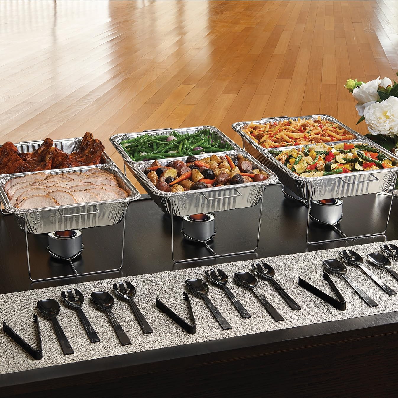 Party Essentials Hard Plastic 6-1/2'' Serving Tongs, Black, 4 Count