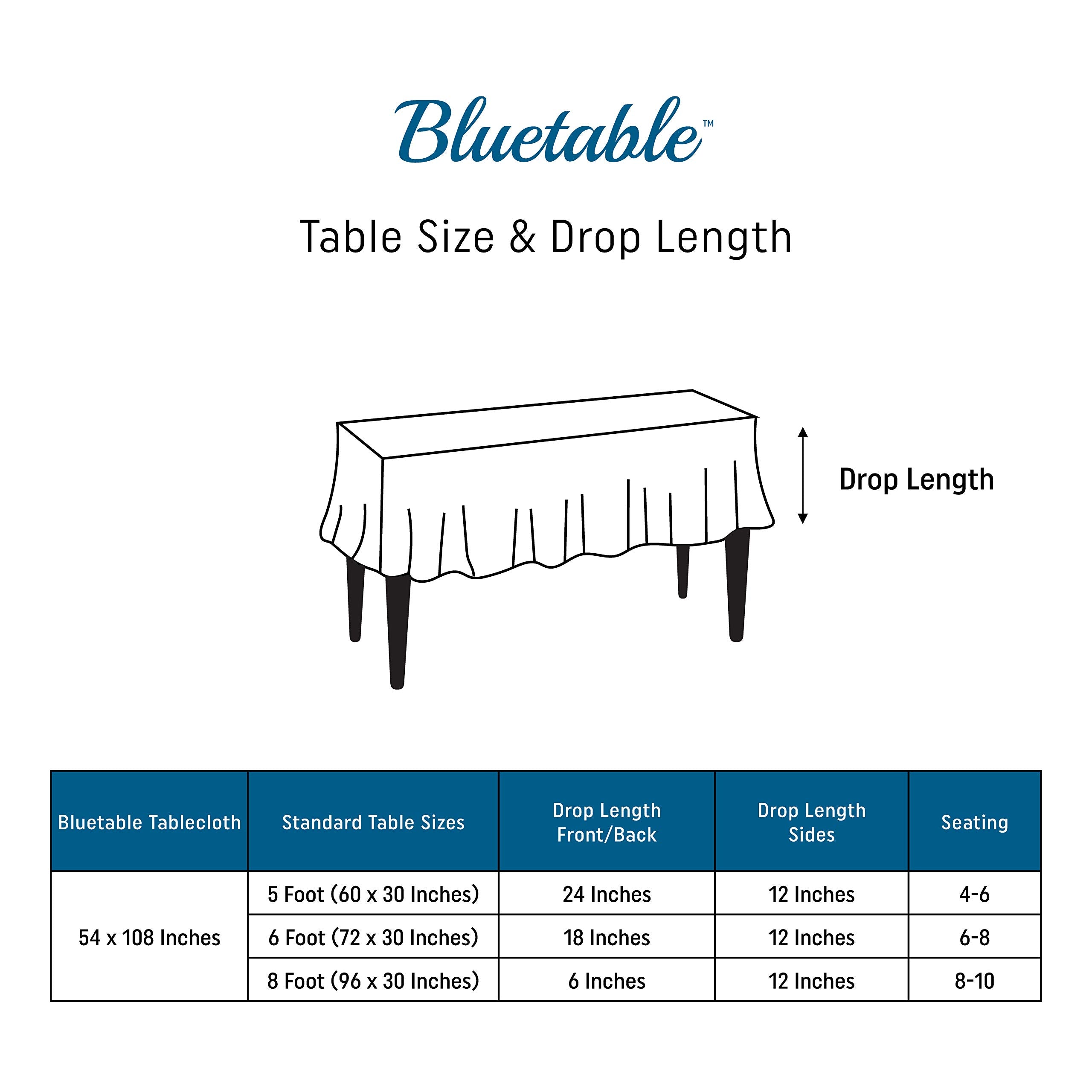 Plastic Tablecloth Disposable Blue (12 Pack) Bulk - Ultra Heavy Duty Table Cloth Rectangle (54    X 108   ) 6 Foot Or 8 Foot Tab