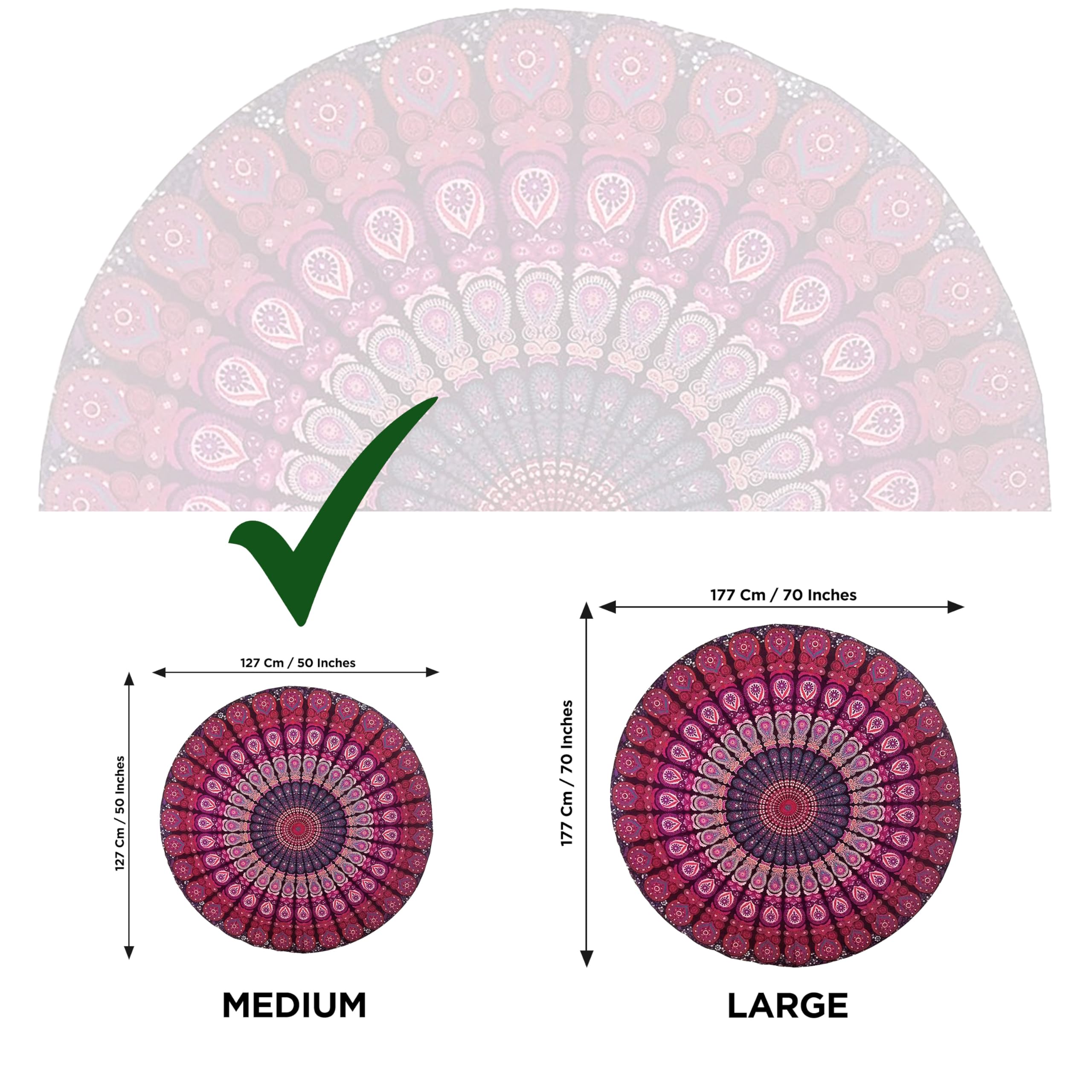Raajsee Purple Round Beach Tapestry Hippie/Boho Beach Blanket Mandala Roundie/Indian Cotton Throw - Round Tablecloth/Home Decor/