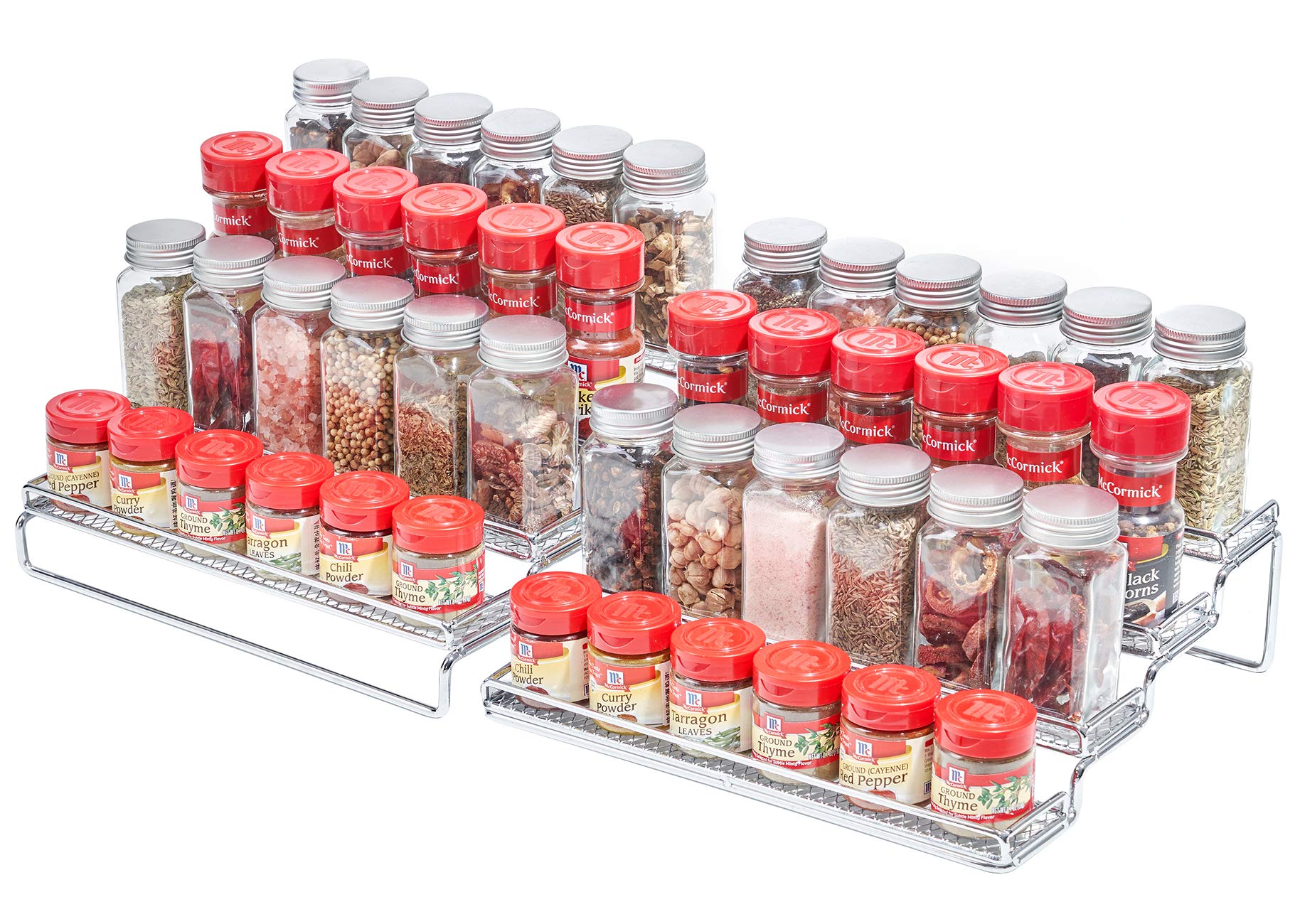 GONGSHI Spice Rack Organizer for Cabinet, Pantry and Countertop, 4 Tier Expandable Seasoning Shelf, Black