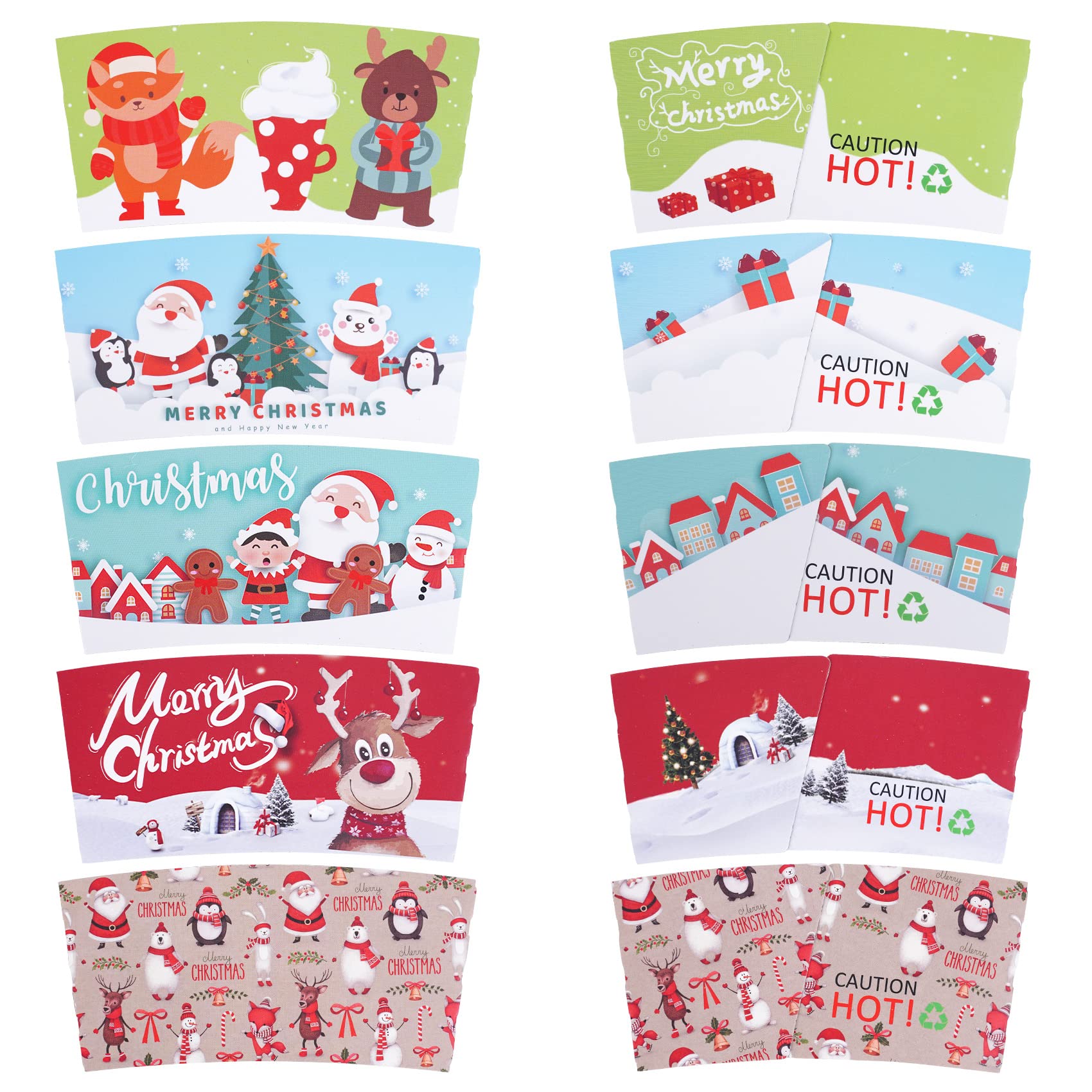 Smarimple Christmas Coffee Cup Sleeves 40 Count Hot Chocolate Cocoa Paper Cup Sleeves, Double-Layer Protective Heat Cold Drinks