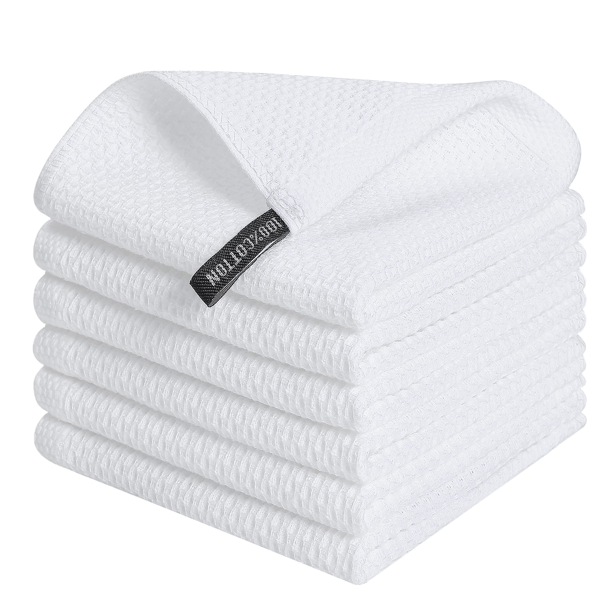 Kitinjoy 100% Cotton Waffle Weave Kitchen Towels, 4-Pack Super Soft and Absorbent Dish Towel for Drying Dishes, Kitchen Hand Tow