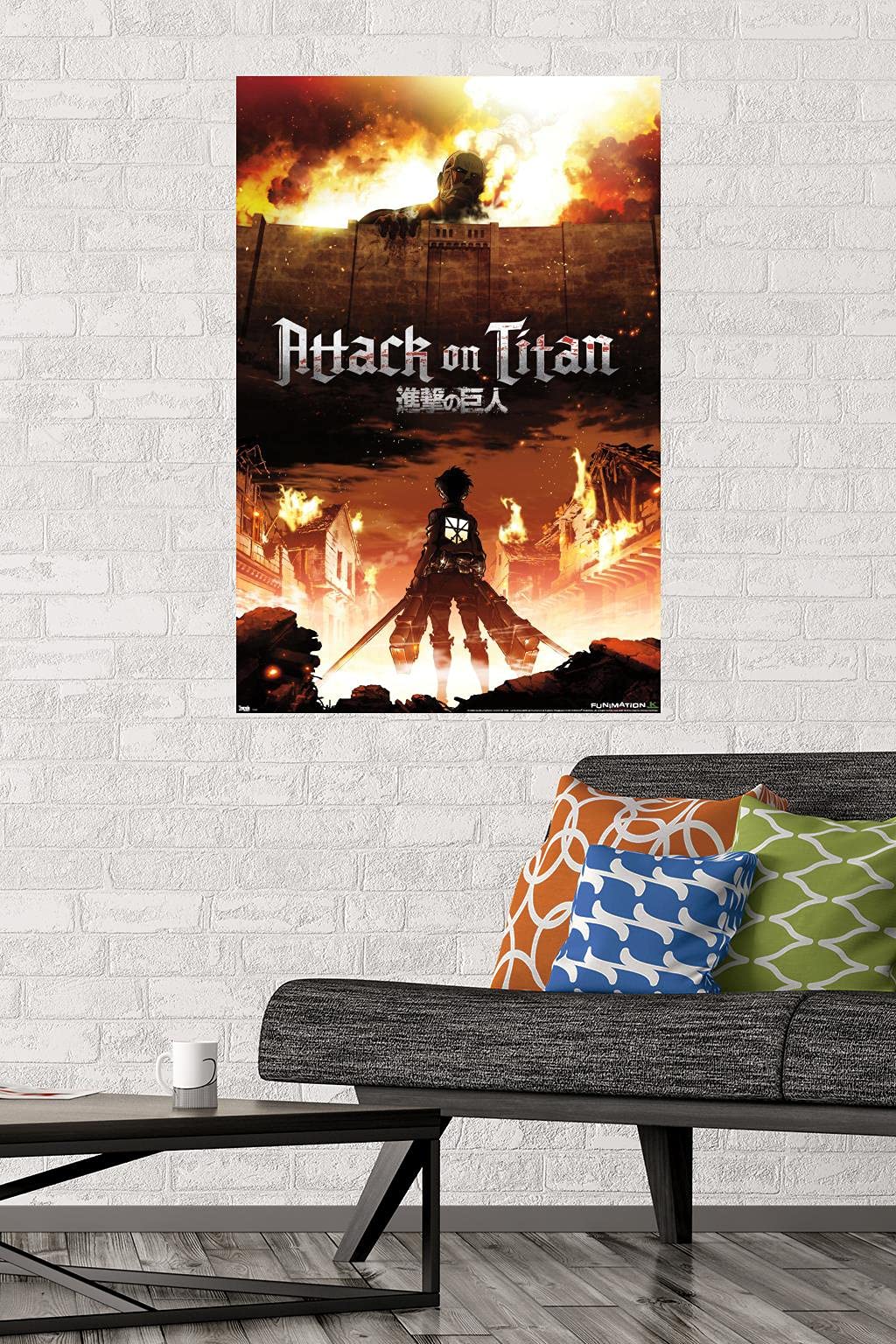 Trends International Attack On Titan - Fire Wall Poster, 22.375'' X 34'', Unframed Version