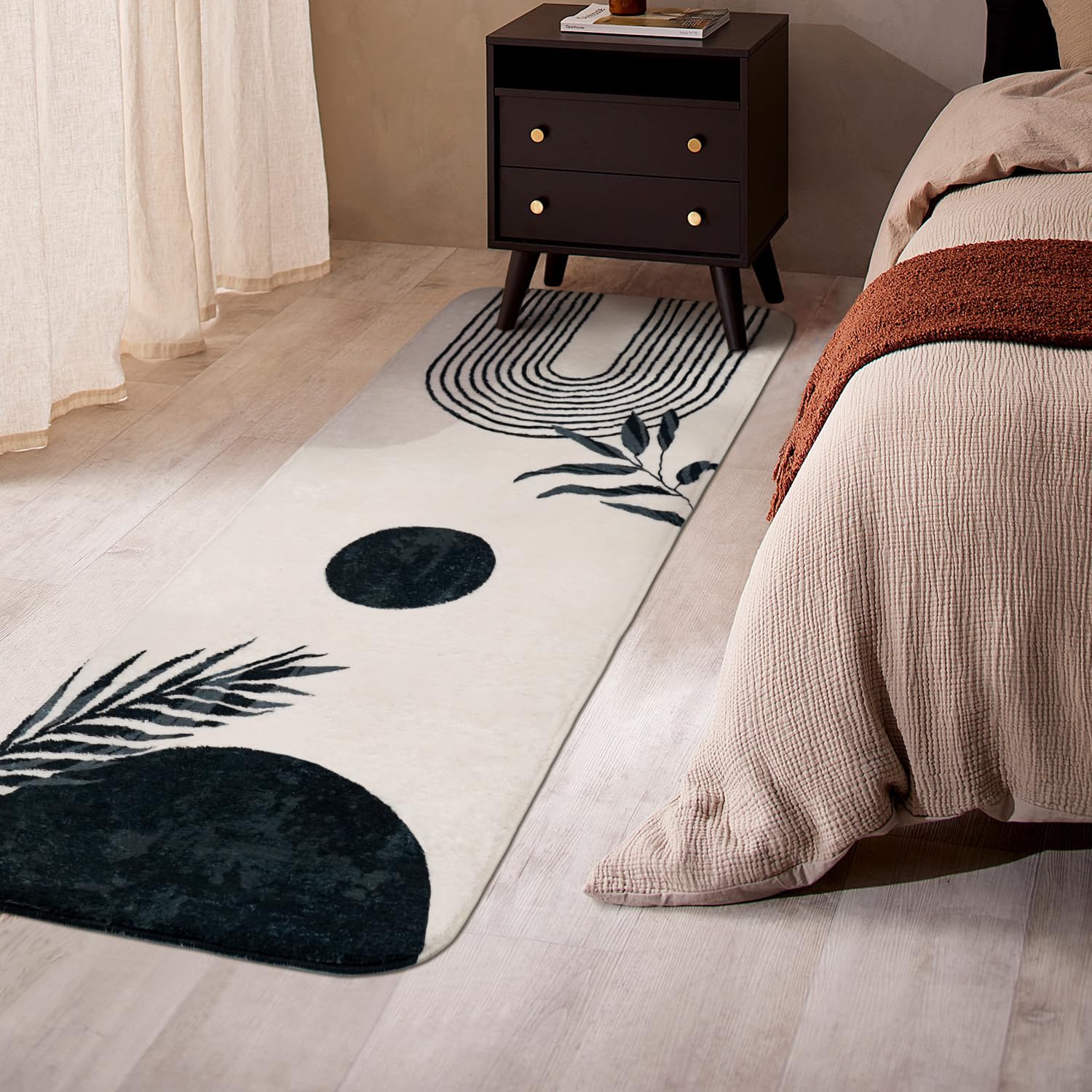 Boho Bathroom Runner Rug Non Slip, Large Long Bathroom Rug Cute Bath Mat For Bedroom Hallway Kitchen, Soft Plush Washable Shower