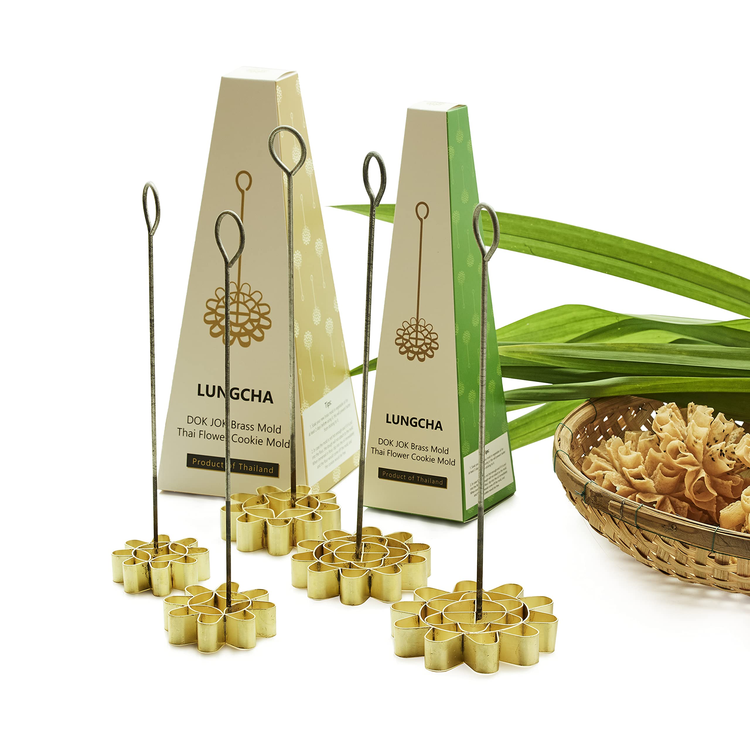 Dok Jok Brass Thai Flower Cookies Mold For Stylist Sunflower Crispy Biscuit Difference Size (6 Cm)