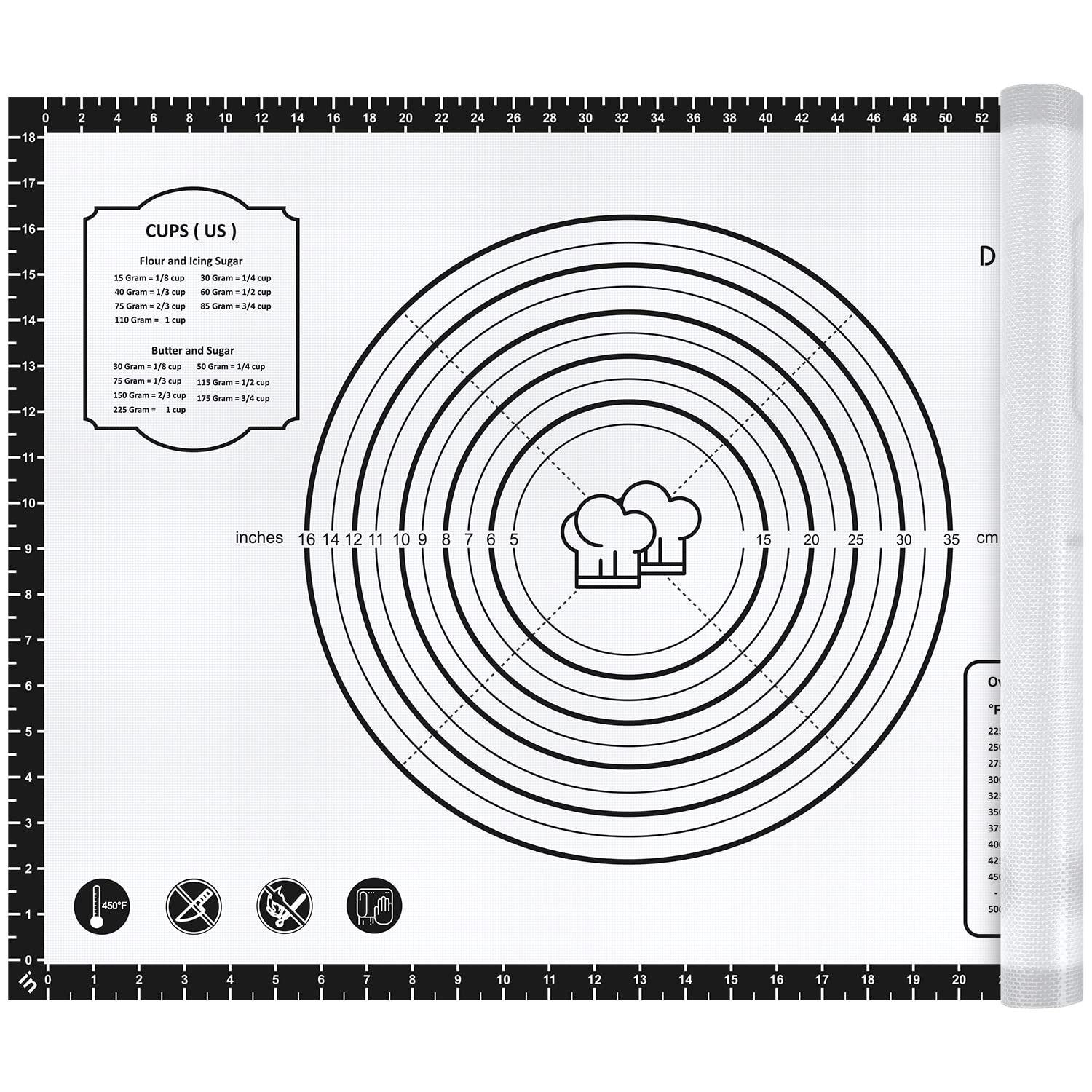Pastry Mat, 28 x 20 Food Grade Silicone Extra Large Non Stick Baking Sheet Mat with Measurement for Making Cookies,Macarons,Brea