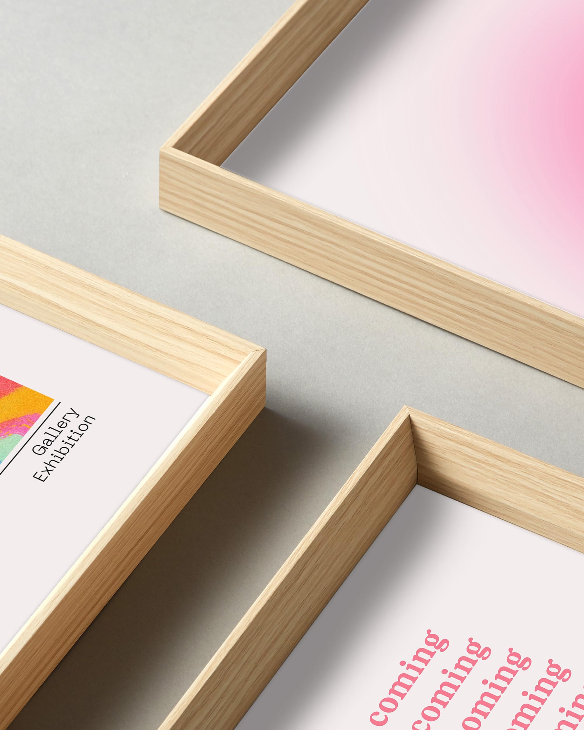 Abstract Framed Wall Art For Living Room,Retro Gradient Canvas Wall Decor,16X12In Minimalist Wood High Framed Design Poster For