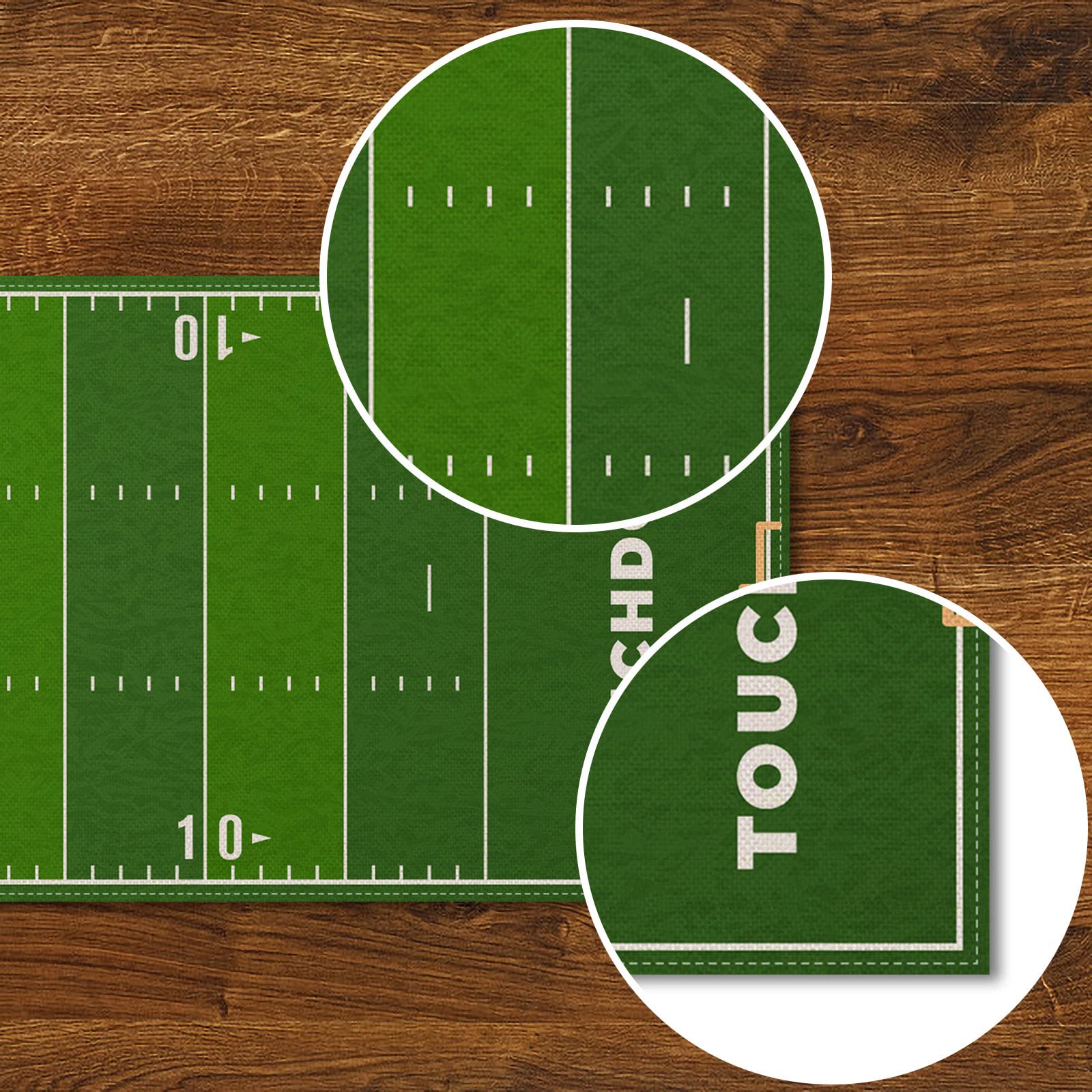 Pudodo Football Field Table Runner Touchdown Game Day Tablecloth Football Theme Birthday Party Kitchen Dining Home Decoration (1