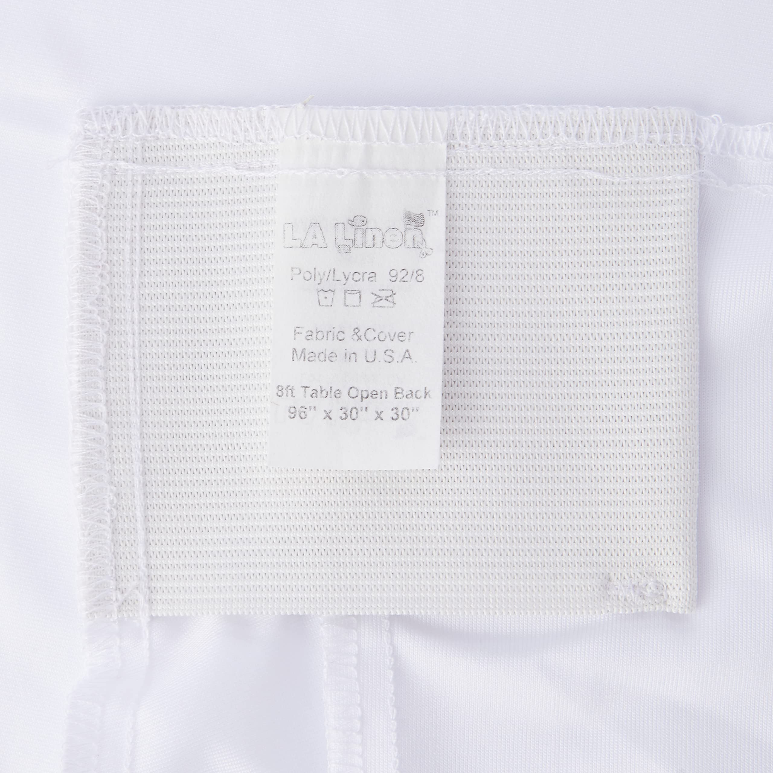 LA Linen Rectangular Open Back Spandex Tablecloth  96 by 30 by 30-Inch  White