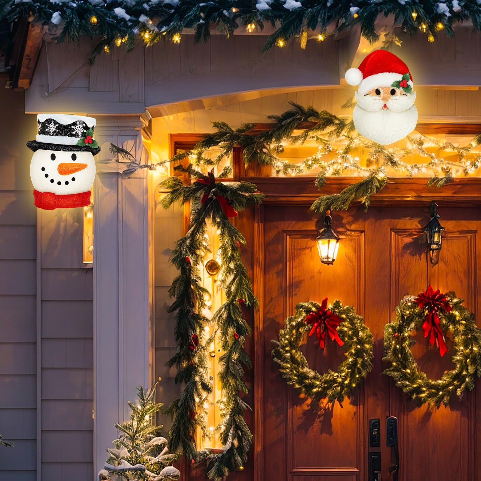 Mudder 4 Pcs Christmas Porch Light Covers Christmas Outdoor Hanging Decorations Flexible Outdoor Light Cover for Winter Xmas Por