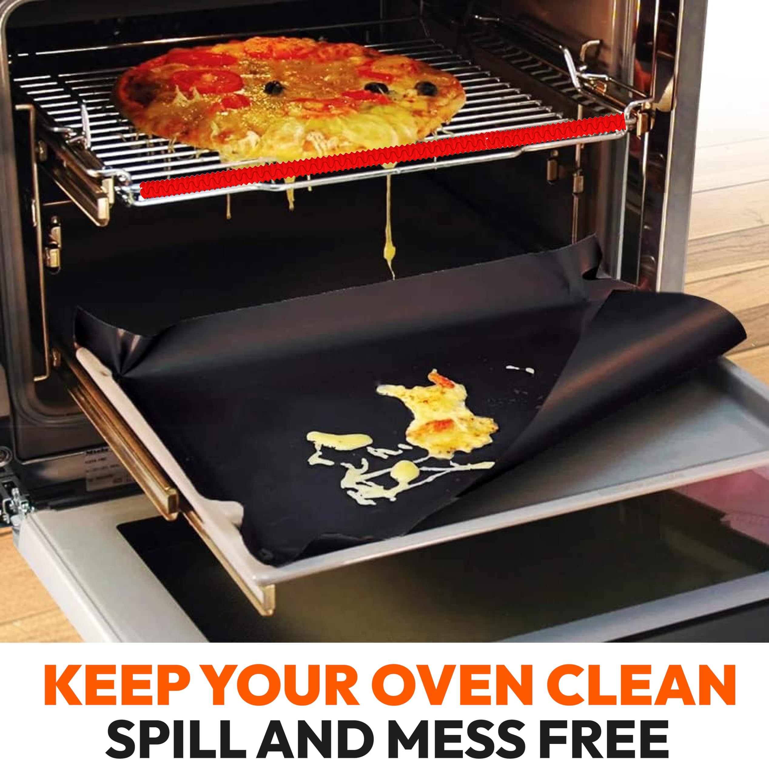 Oven Liners For Bottom Of Oven (2-Pack) Bundled With Rack Shield Guard (2-Pack) - Large Mats For The Bottom (17''X 25'') And 14'