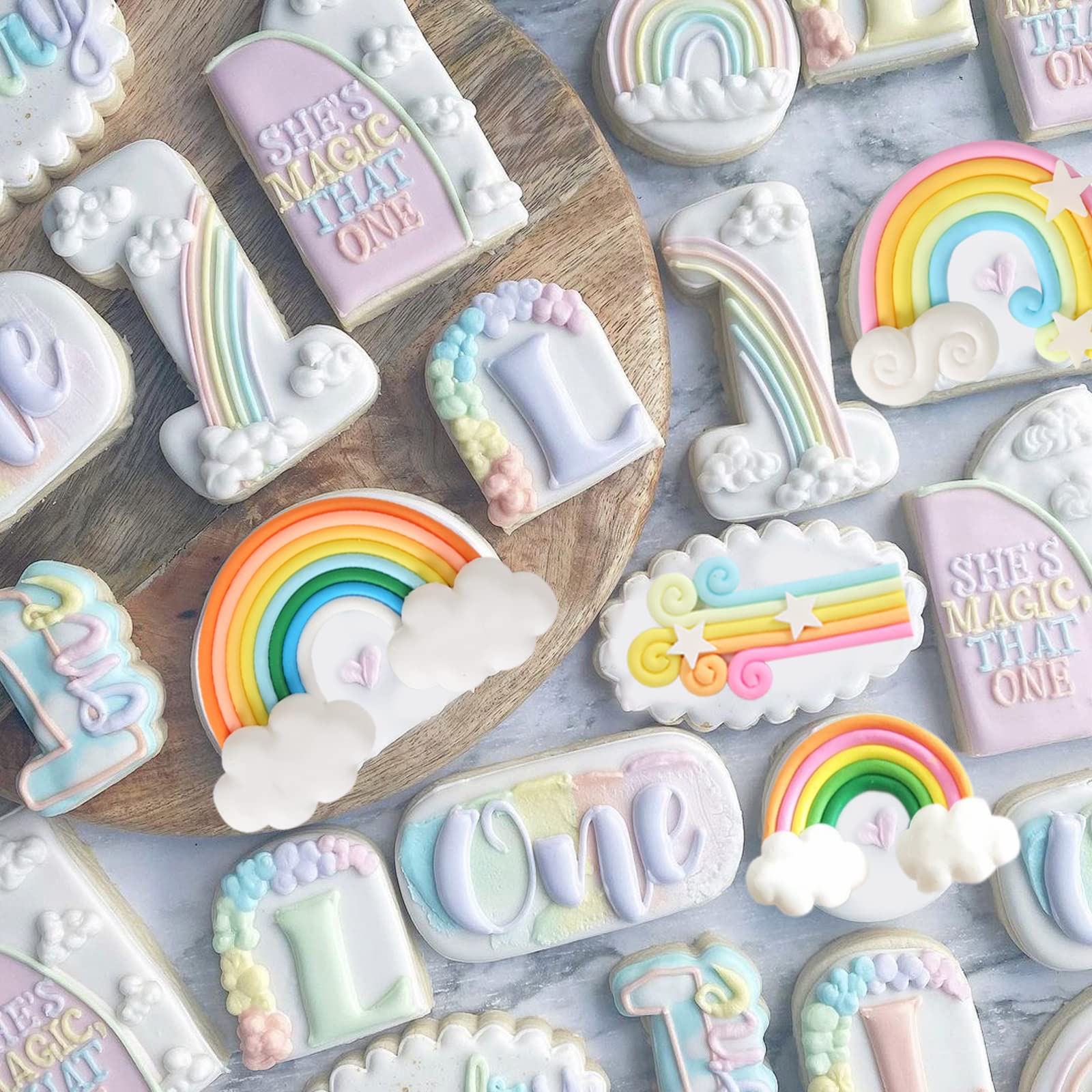 Cloud Fondant Molds 3 Pcs, Rainbow Silicone Mold For Chocolate Cake Decoration Candy Sugar Cupcake Topper Cake Pop Popsicle, Pol