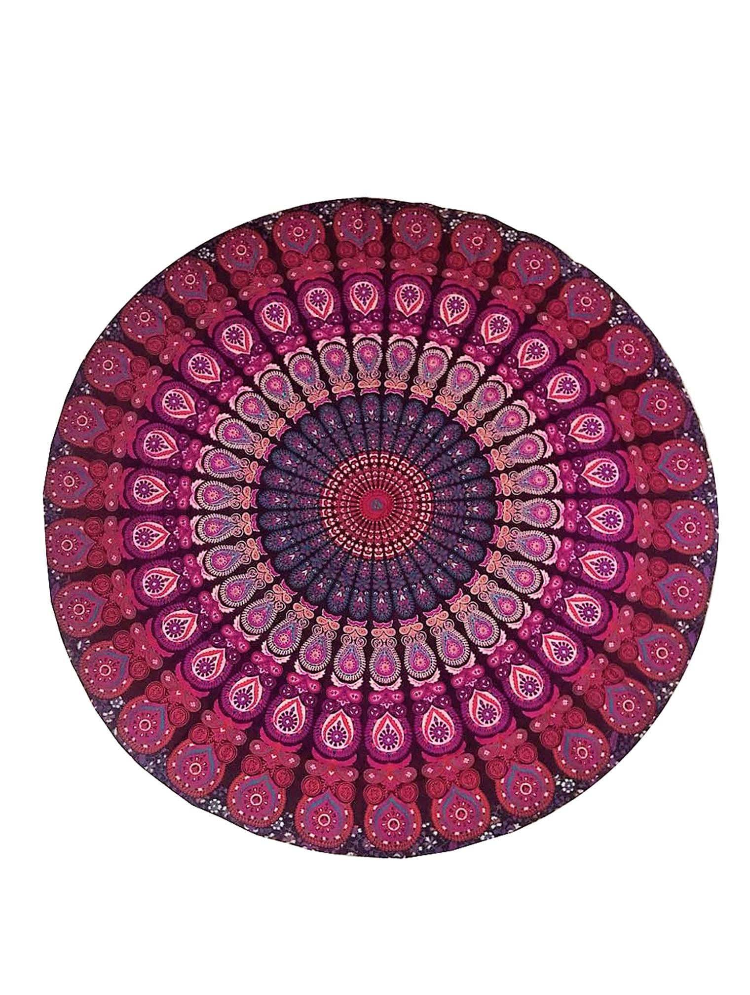 Raajsee Purple Round Beach Tapestry Hippie/Boho Beach Blanket Mandala Roundie/Indian Cotton Throw - Round Tablecloth/Home Decor/