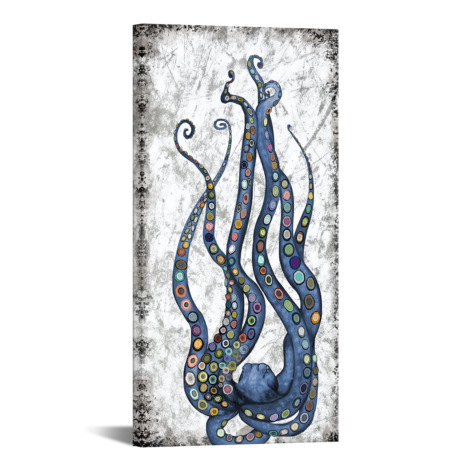 Iknow Foto Vertical Canvas Wall Art Abstract Grey And Blue Octopus Painting Printed On Canvas Sea Life Picture Poster Gallery Wr