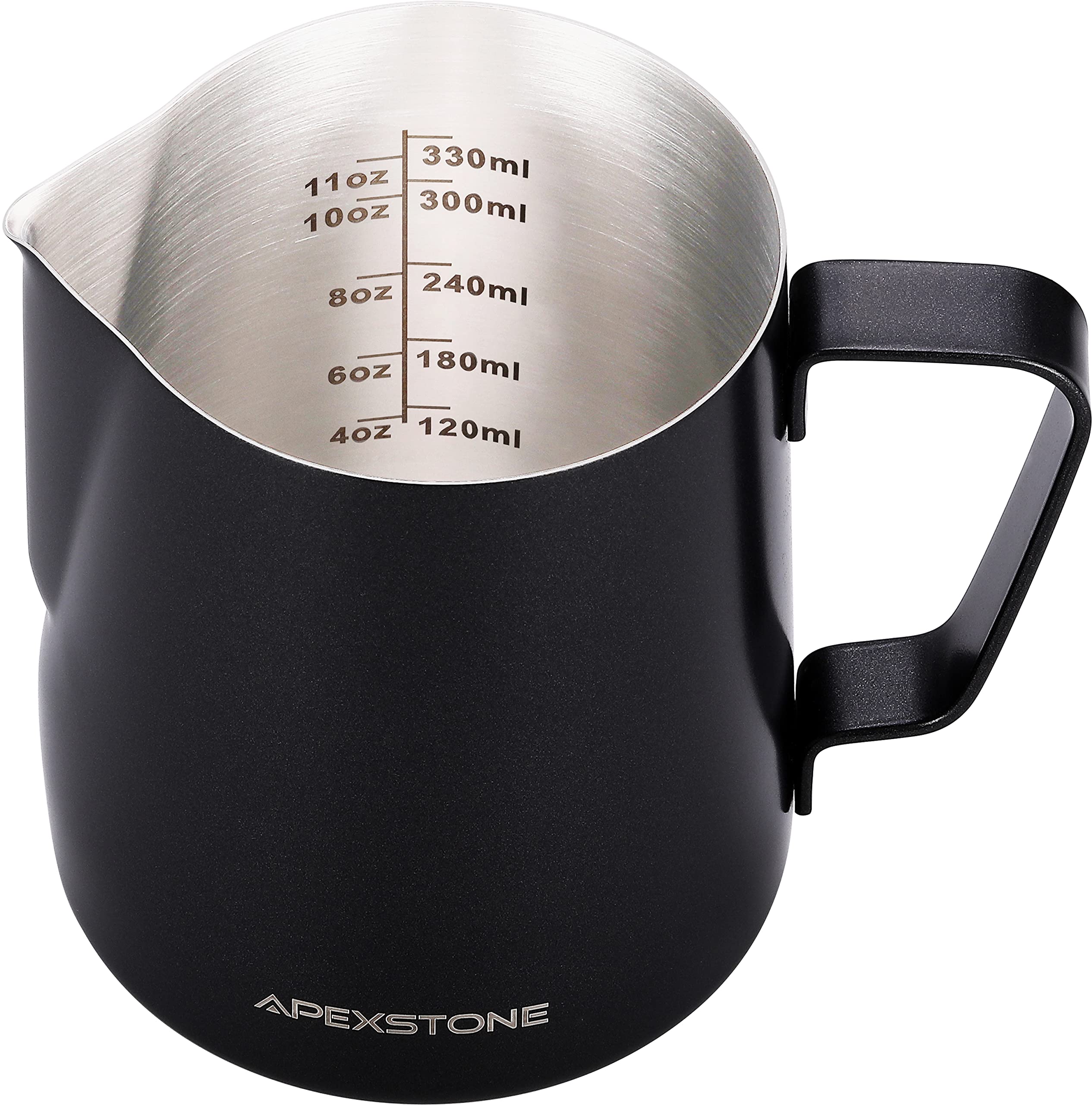 Apexstone Black, Espresso Steaming Pitcher 12 Oz, Coffee Milk Frothing Cup, Coffee Steaming Pitcher 12 Oz/350 Ml