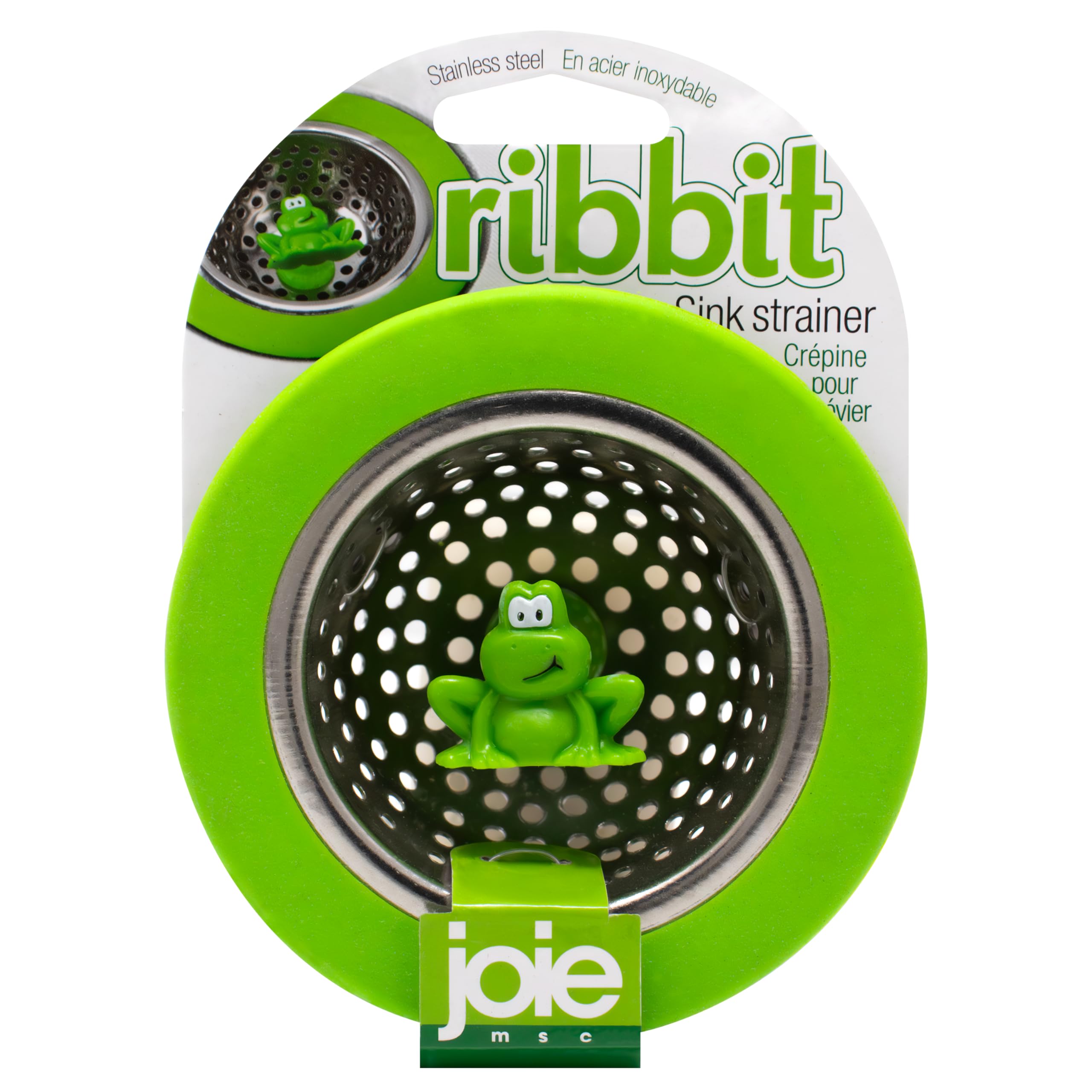 Joie Ribbit Kitchen Sink Strainer Basket, Fits All Standard Sinks, Stainless Steel, Cute Garbage Disposal Drain Cover, 4.5-Inch,