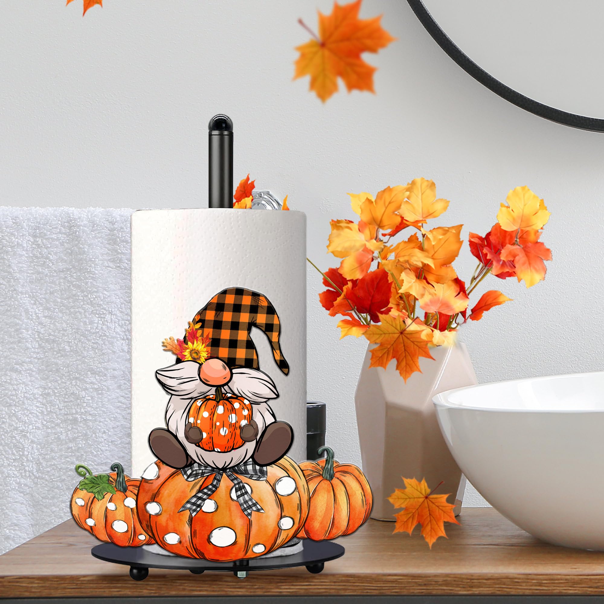 Fall Paper Towel Holder, Fall Bathroom Decor, Kitchen Decor, Fall Decorations Pumpkins Gnomes Accessories Paper Towel Holder Sta