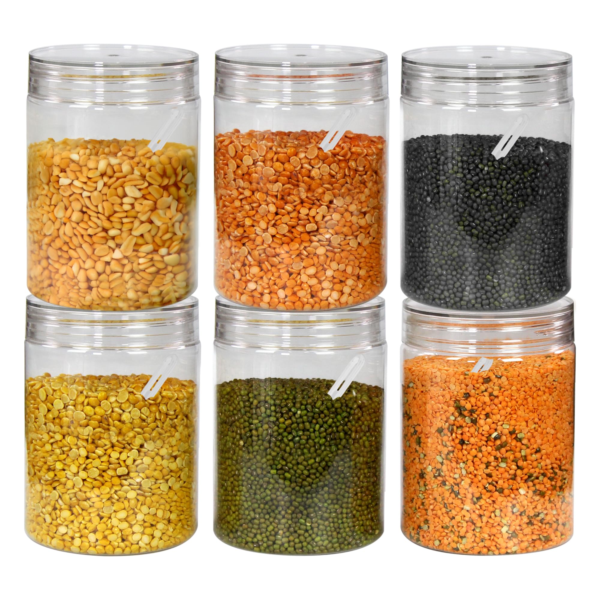 Pearlpet Tiffany Plastic Containers For Kitchen Storage | Plastic Container Set With Spoon | Bpa-Free, Stackable Jars | Transpar