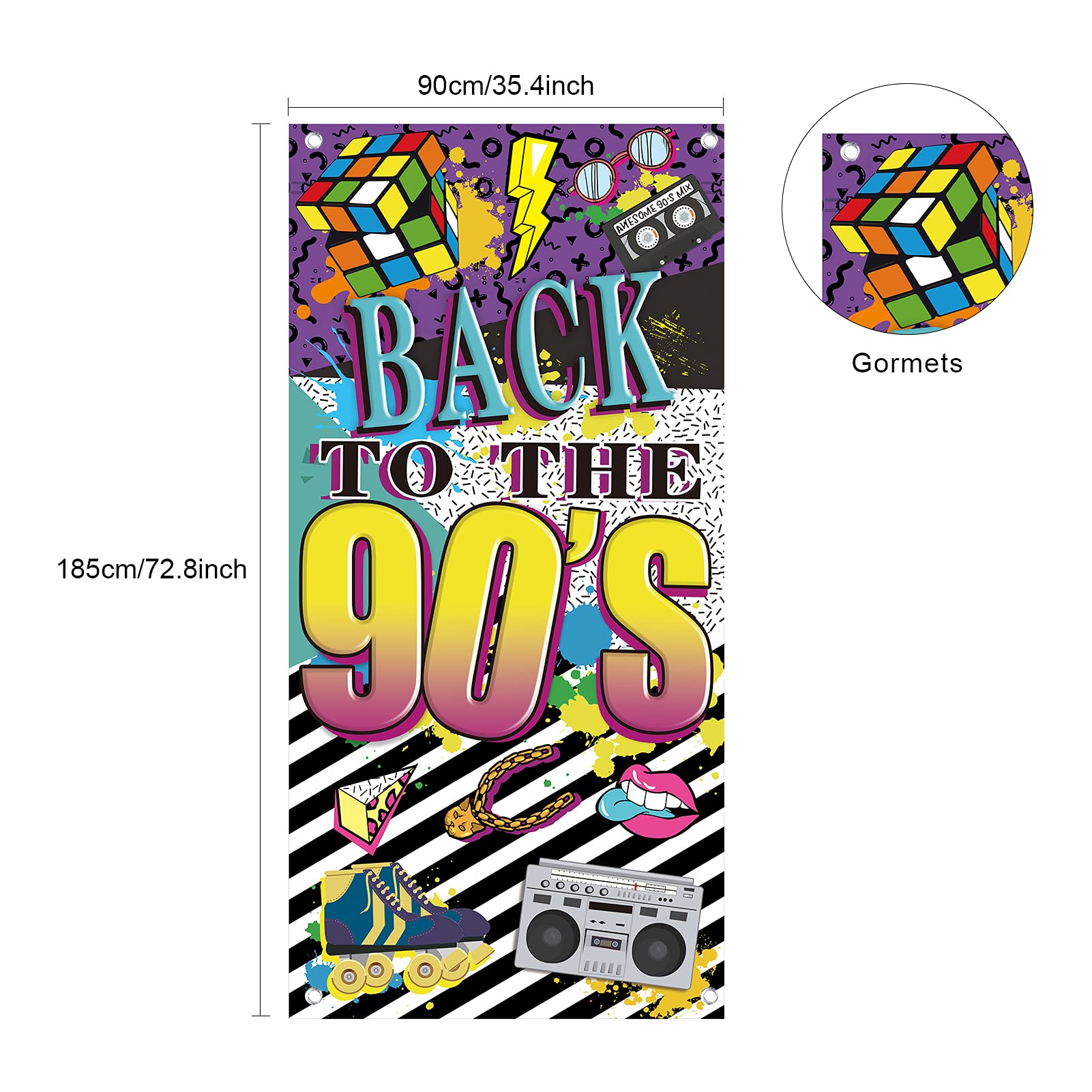 90S Themed Door Banner Party Decorations For Adults, 90'S Hip Hop Theme Graffiti Birthday Door Backdrop Party Supplies, Back To