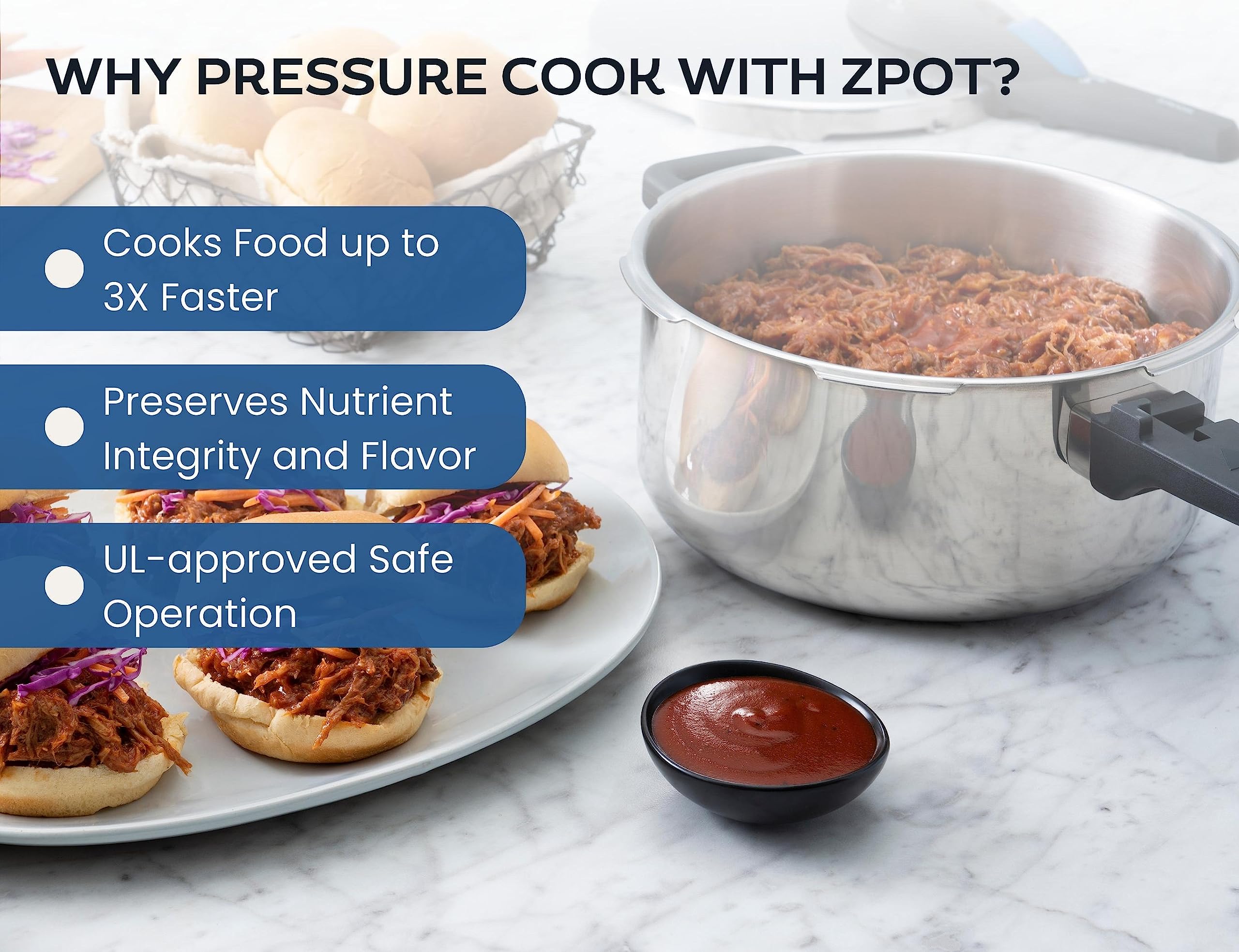 ZAVOR ZPot 4.2 Quart Pressure Cooker, 15-PSI, Polished Stainless Steel, Model ZCWSP01