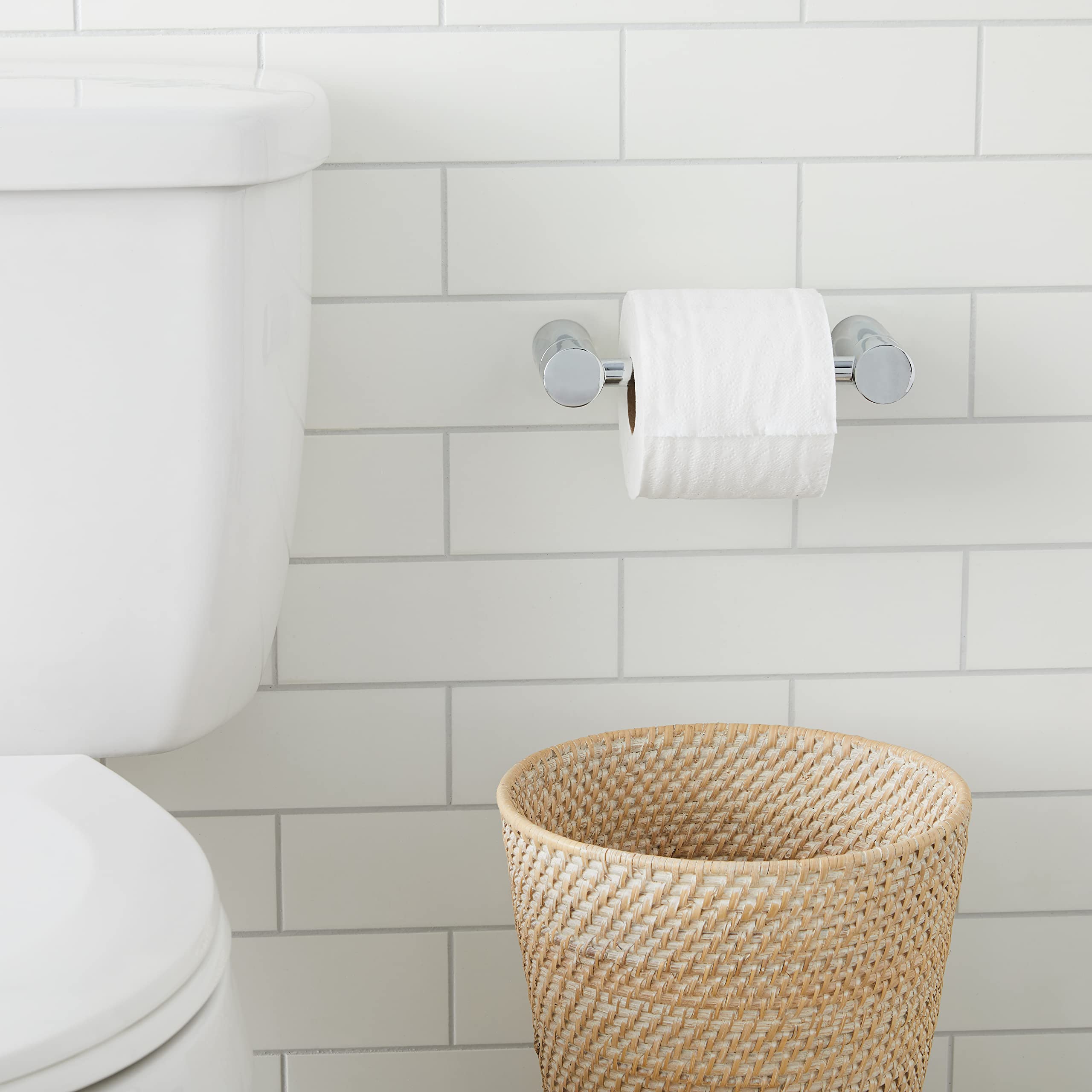 Moen Align Chrome Modern Double Post Wall Mount Pivoting Toilet Paper Holder For Easy Roll Change, Yb0408Ch