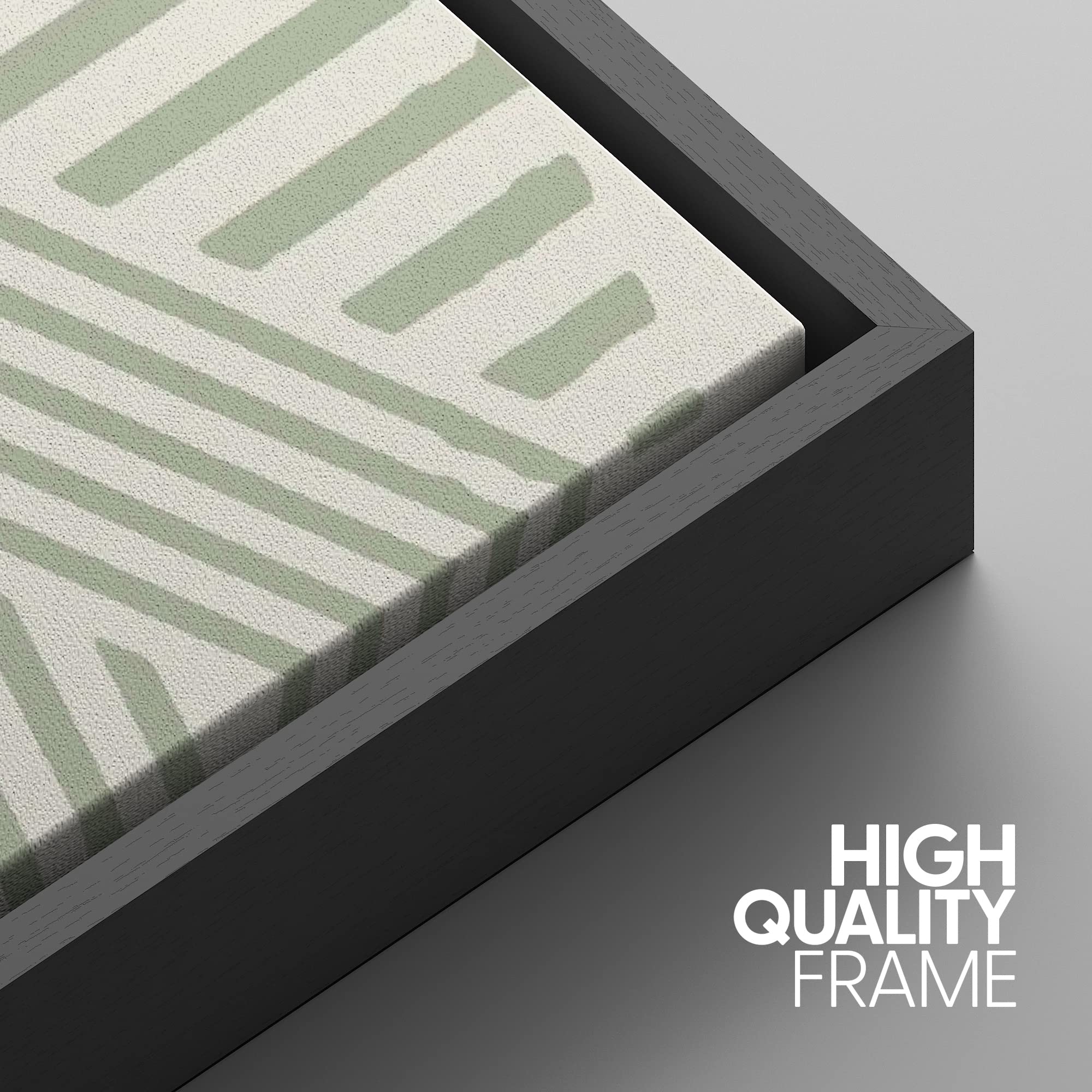 Idea4Wall Framed Wall Art Print Set Dark & Light Green Tribal Triangle Pattern Geometric Shapes Illustrations Modern Art Bohemia