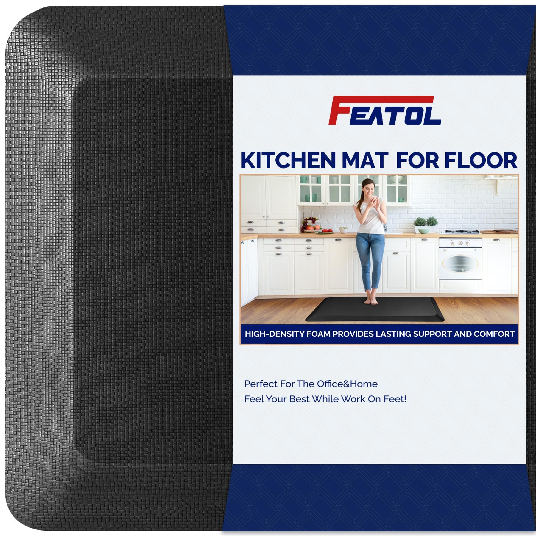 FEATOL Anti Fatigue Mat for Standing, 9/10 Extra Thick Ergonomic Standing Desk Mat, Comfort & Durable Memory Foam Standing Mat a