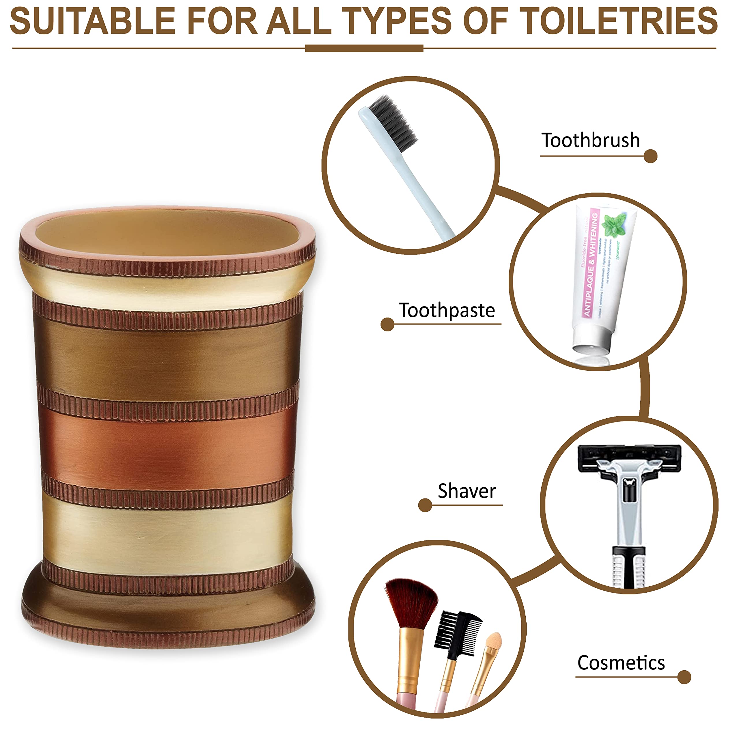 Zahari Home 4pc Contempo Stylish Bathroom Accessories Set Shower Soap Dispenser  Tumbler  Tooth Brush Holder and Soap Holder Luxury Contemporary Decor Unique Design Modern Bathroom Shower Set