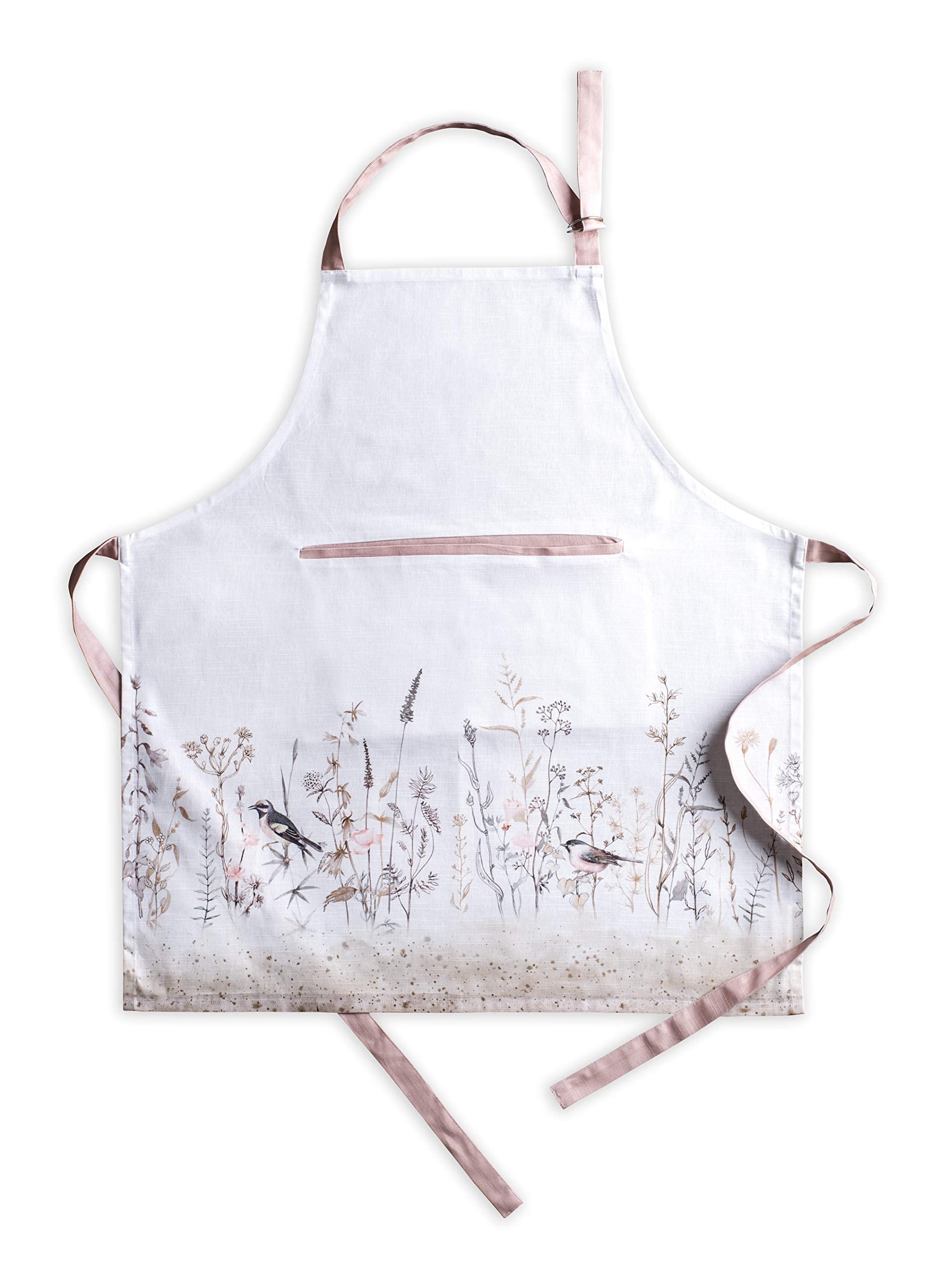 Maison D ' Hermine Apron 100% Cotton 27.50 ''X31.50 '' 1 Piece Adjustable Neck Strap Apron With Center Pocket For Gifts, Bbq, Wo