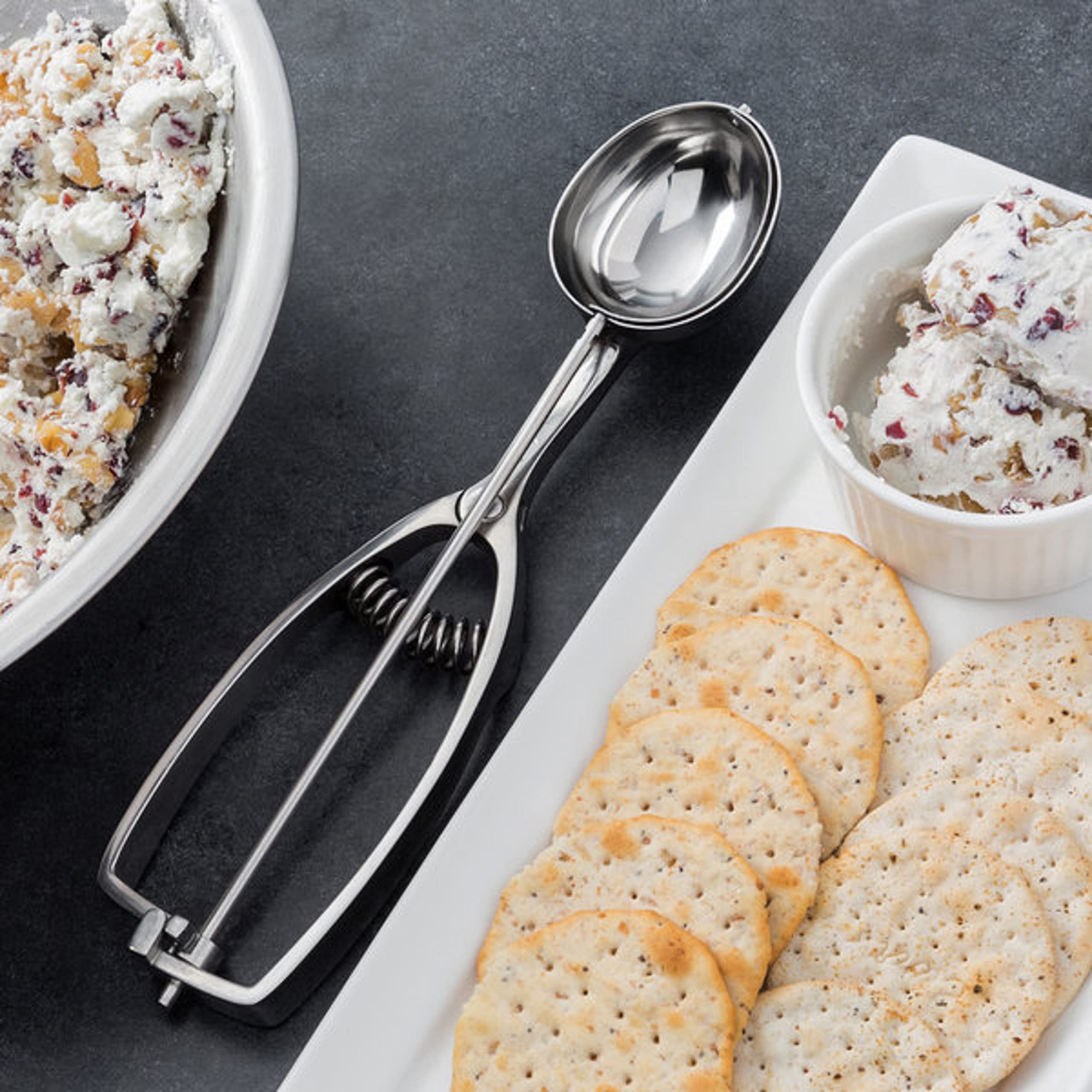 Truecraftware-1-1/2 Oz Oval Portion Scoop Disher With Twin Grip Handle Stainless Steel- Cookie Scooper For Baking Cookie Scoops