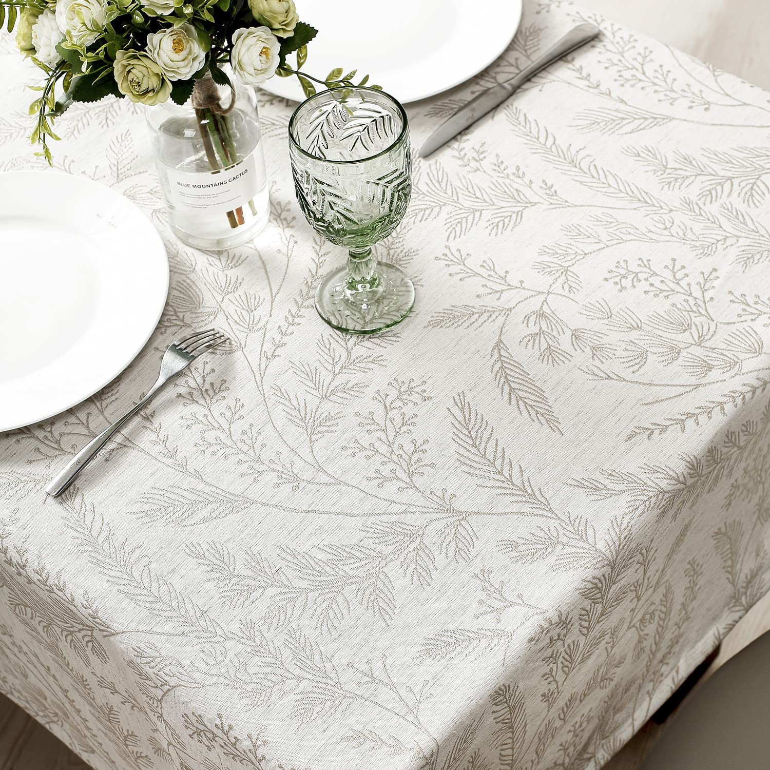 Chassic Elegant Damask Tablecloth For 8 Foot Large Rectangle Tables, Wrinkle And Stain Resistant Washable Floral Table Cloth, Vi