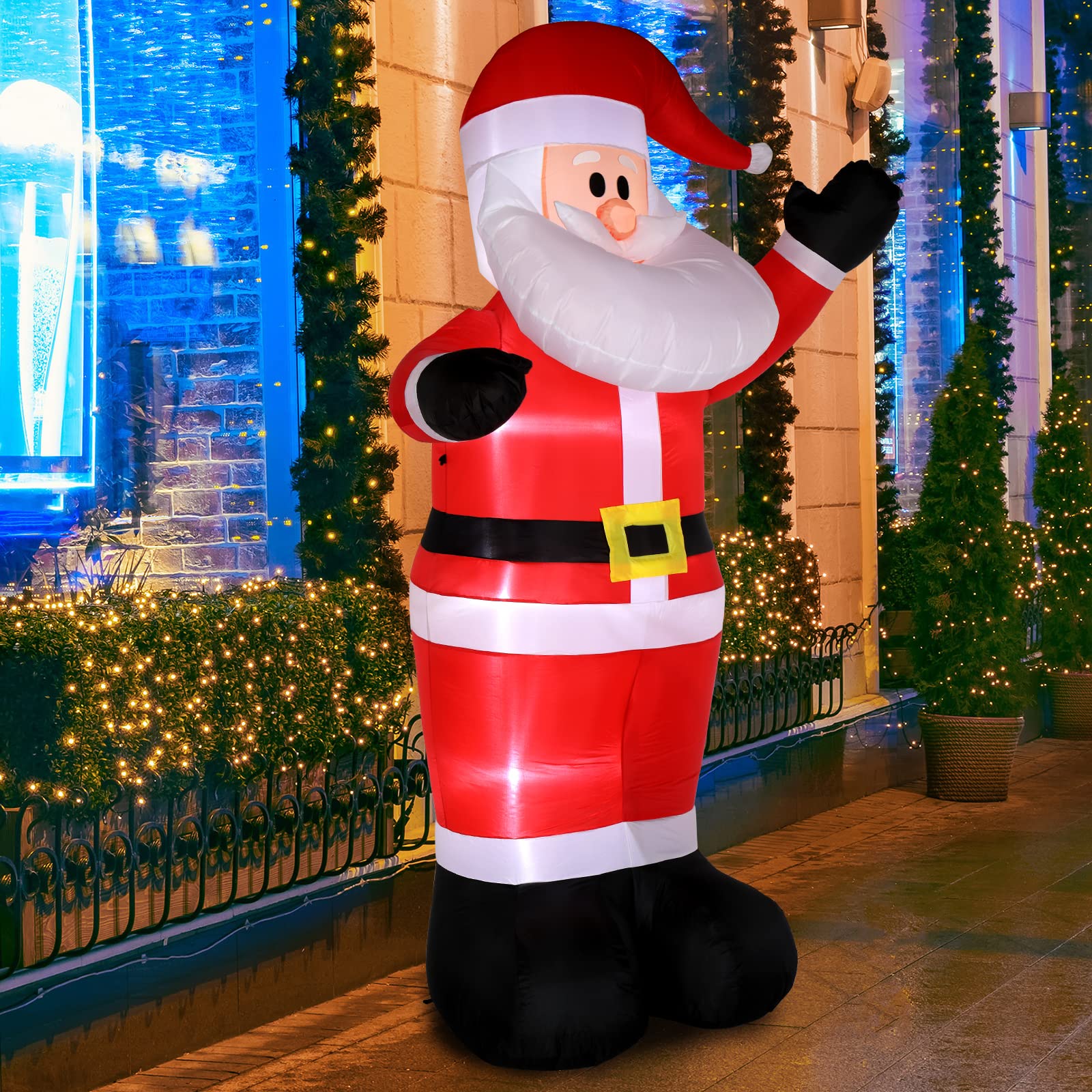 Outvita 8 FT Christmas Decorations Santa Inflatables, Outdoor Christmas Santa Claus Shaking Hand Blow Up Yard Decor with Built-i