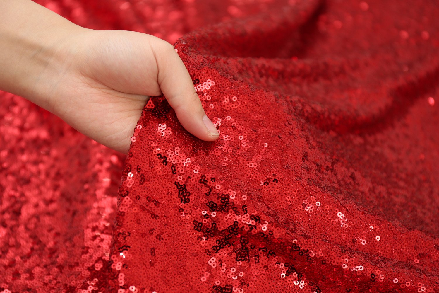 Partydelight Sequin Tablecloth, Wedding, Dinning Table, Rectangular, 90''X132'', Dark Red