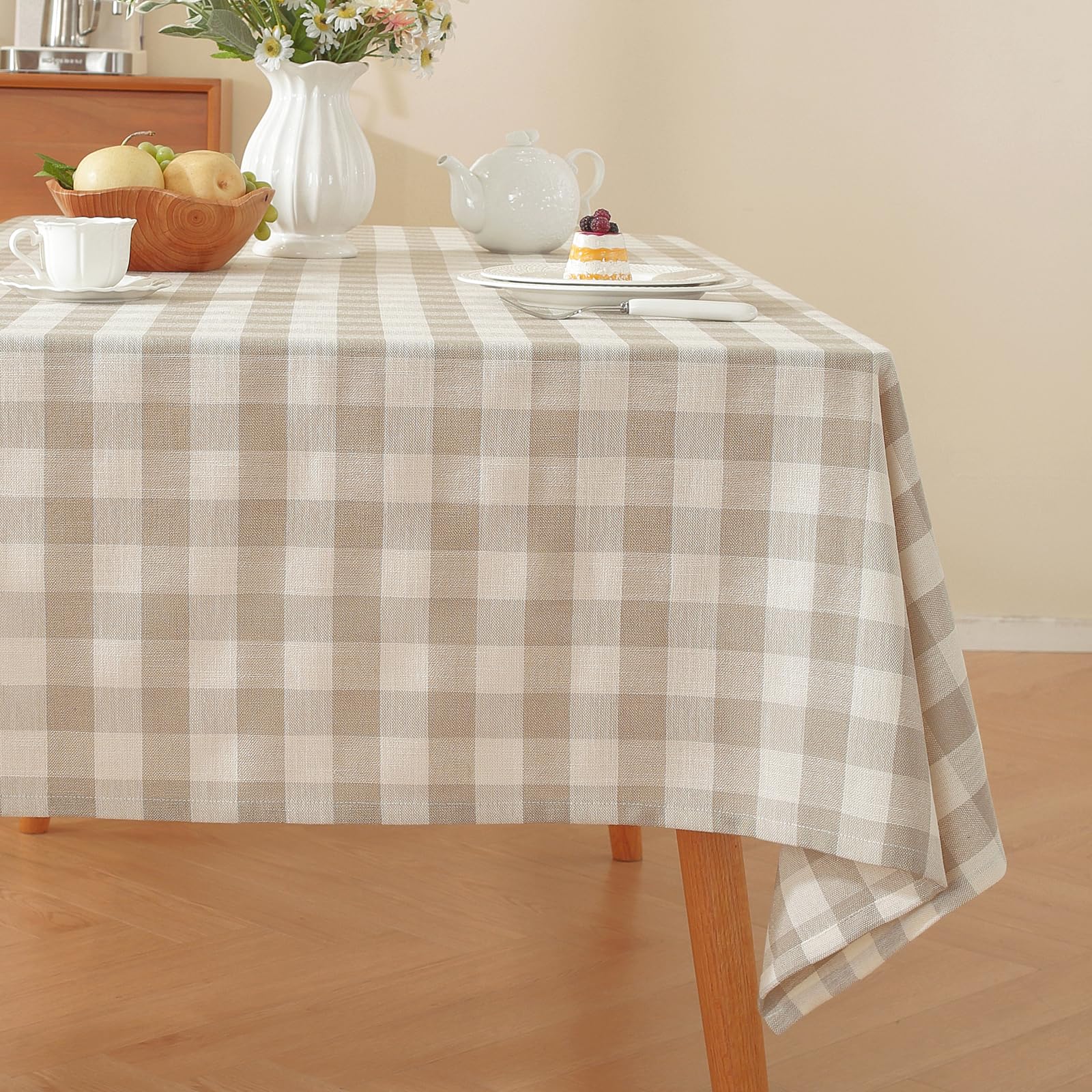 Alsoo Checkered Tablecloth Rectangle Washable Buffalo Plaid Table Cloth Cotton Linen Gingham Table Cover for Picnic Kitchen Dini