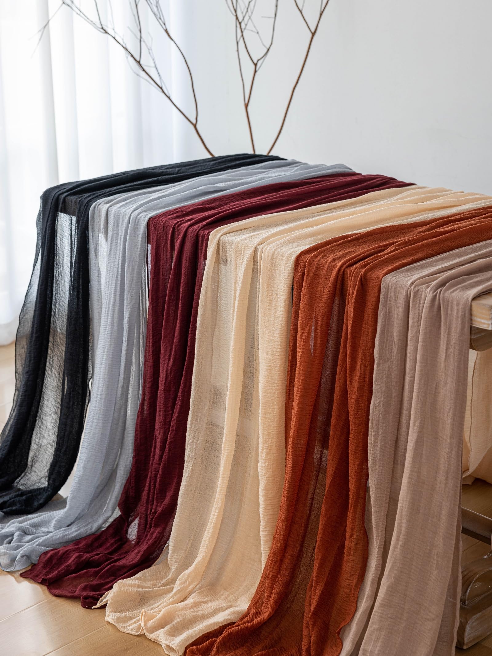 Keketo Halloween Table Runner Black Cheesecloth Gauze Rustic Premium Cotton Cheese Cloth Table Runner 120 Inch 10 Ft For Wedding