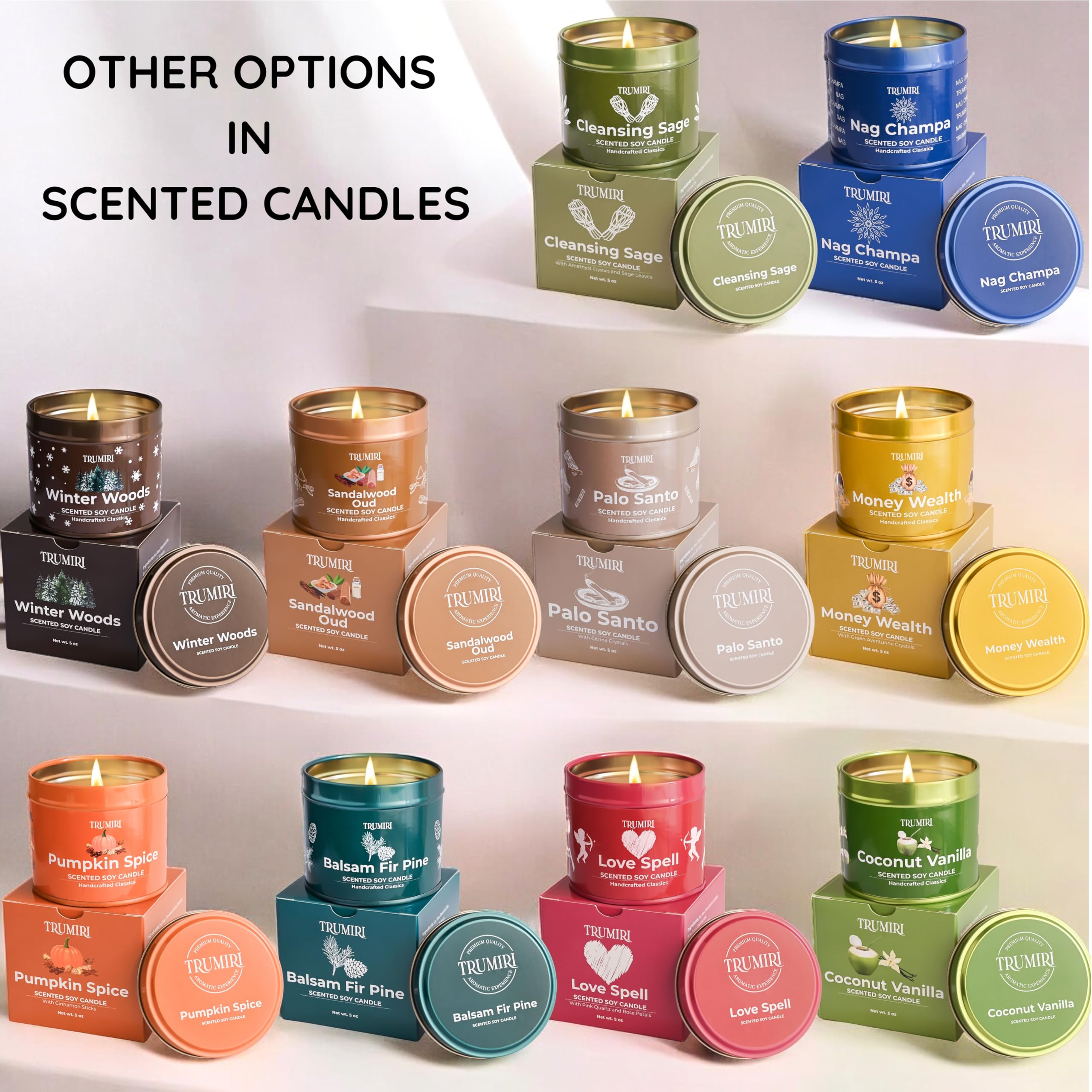 Love Spell - Scented Candles for Women & Men with Rose Petals and Crystals - 5oz Soy Clean Organic Non Toxic - Velas Arom  ticas