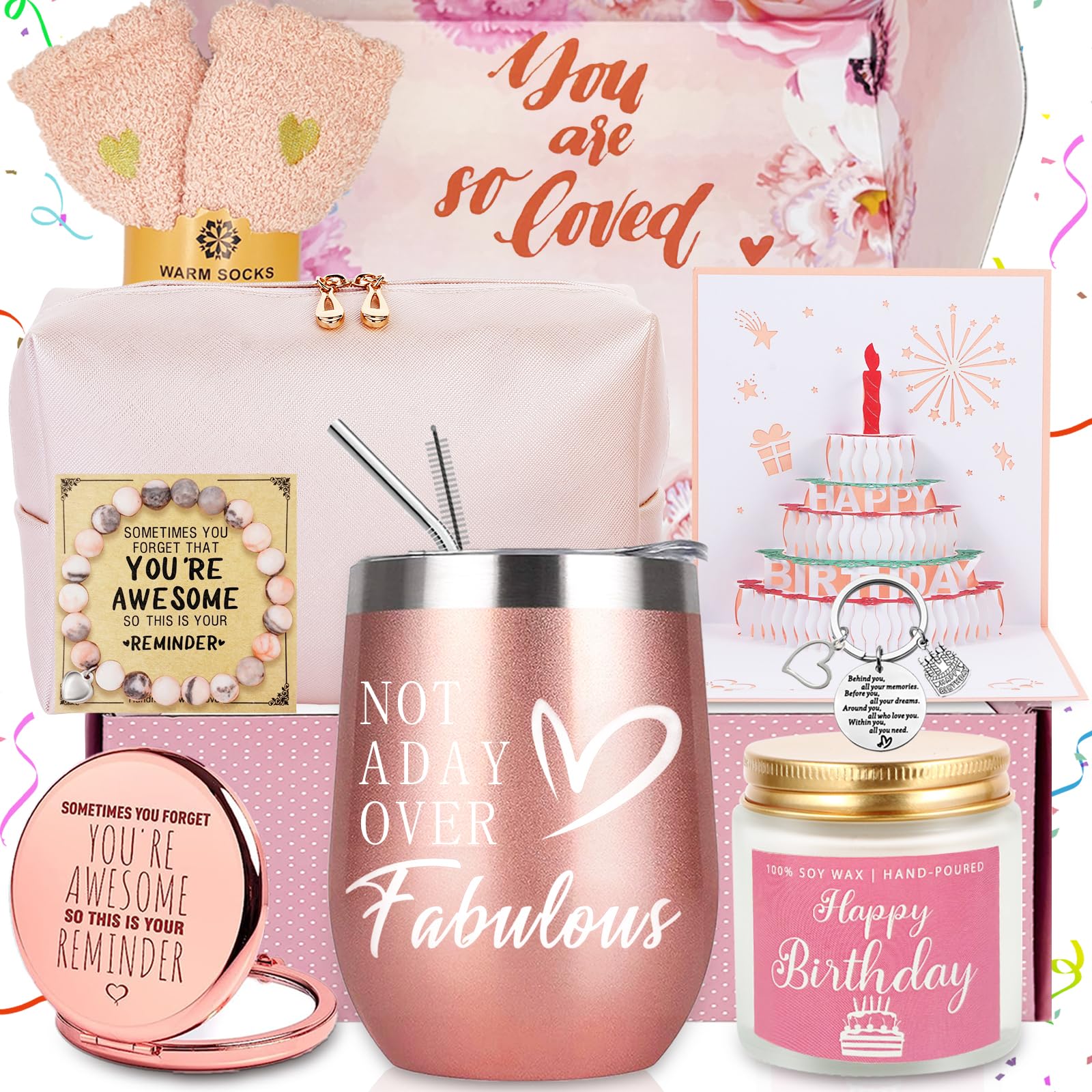 Birthday Gifts For Women, Happy Birthday Basket Gifts For Women, Birthday Gift Box Set For Female Sister Mom Daughter Wife Her G