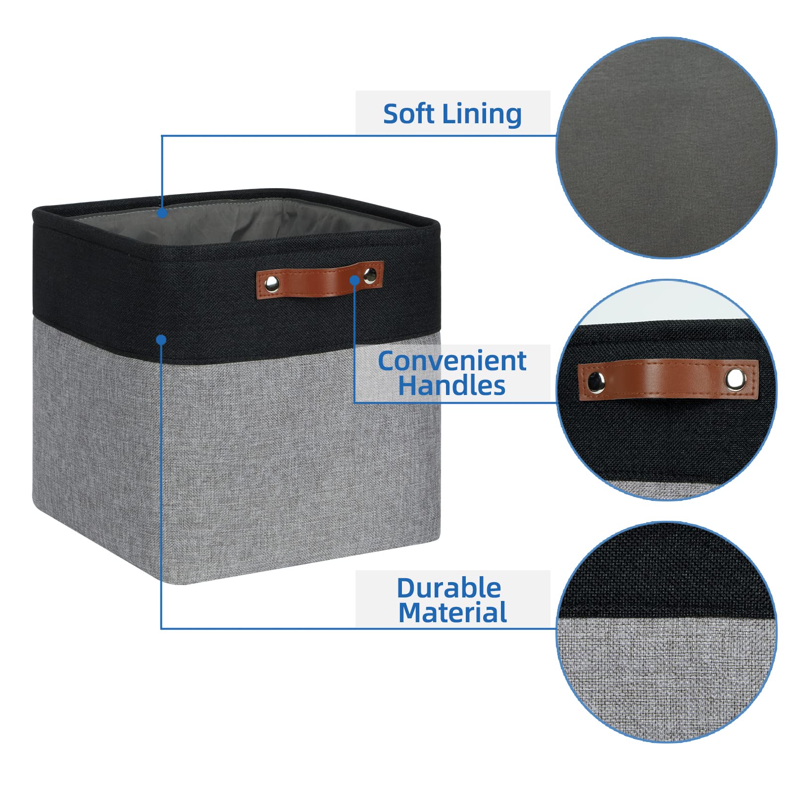 Temary Storage Baskets 12X12 Fabric Cube Storage Bins, 4 Pack Large Baskets With Handles, Baskets For Organizing Towels, Blanket