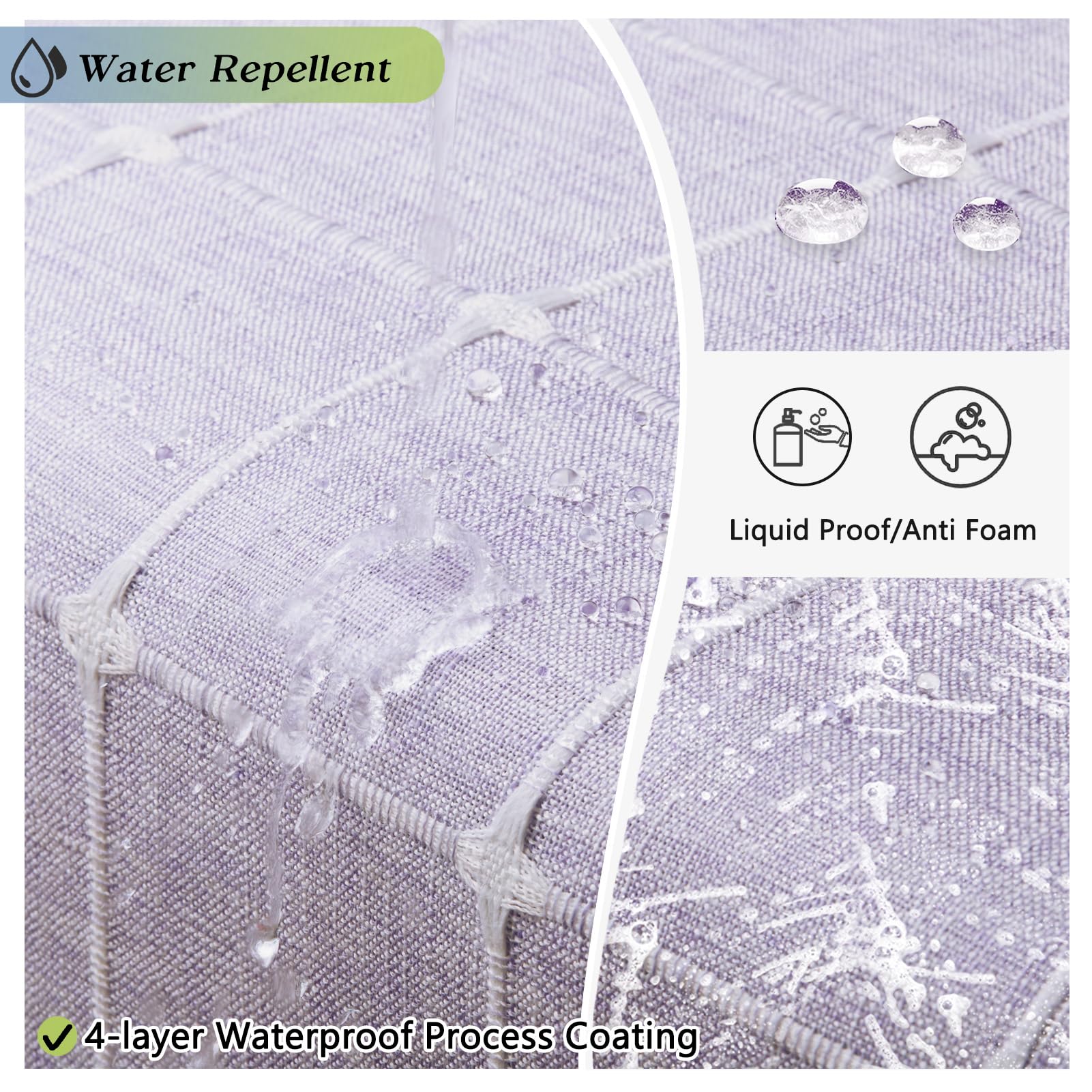 Yuanice Extra Long Bath Fabric Curtain - 84 Inches Lavender Boho Linen Rustic Heavy Duty Tassel Shower Curtain, Large Modern Lux