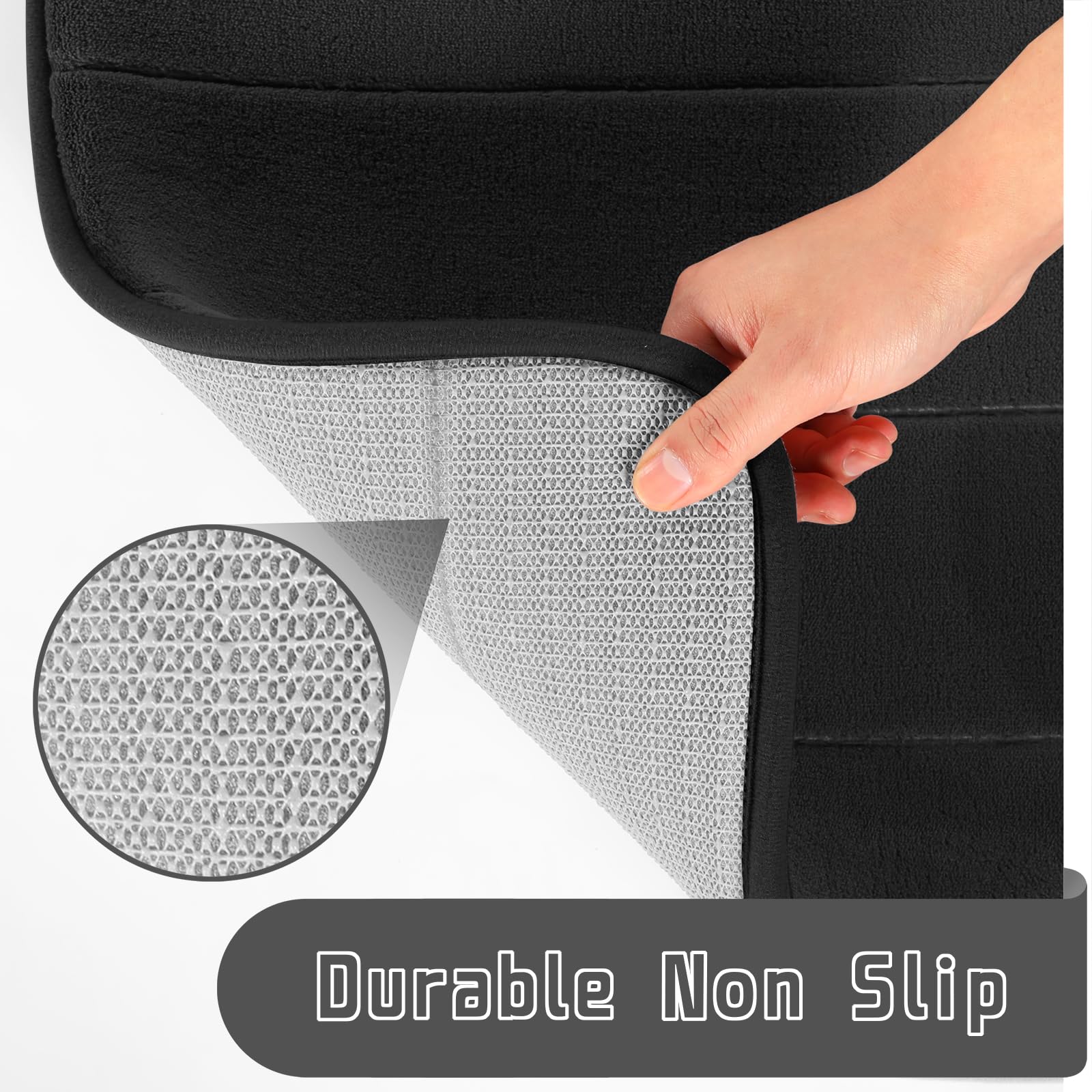 Yimobra Large Memory Foam Bath Mat 2 Pieces Set, Non Slip - Super Water Absorption Soft Bathroom Mat Rug, Thick, Dry Fast, Machi