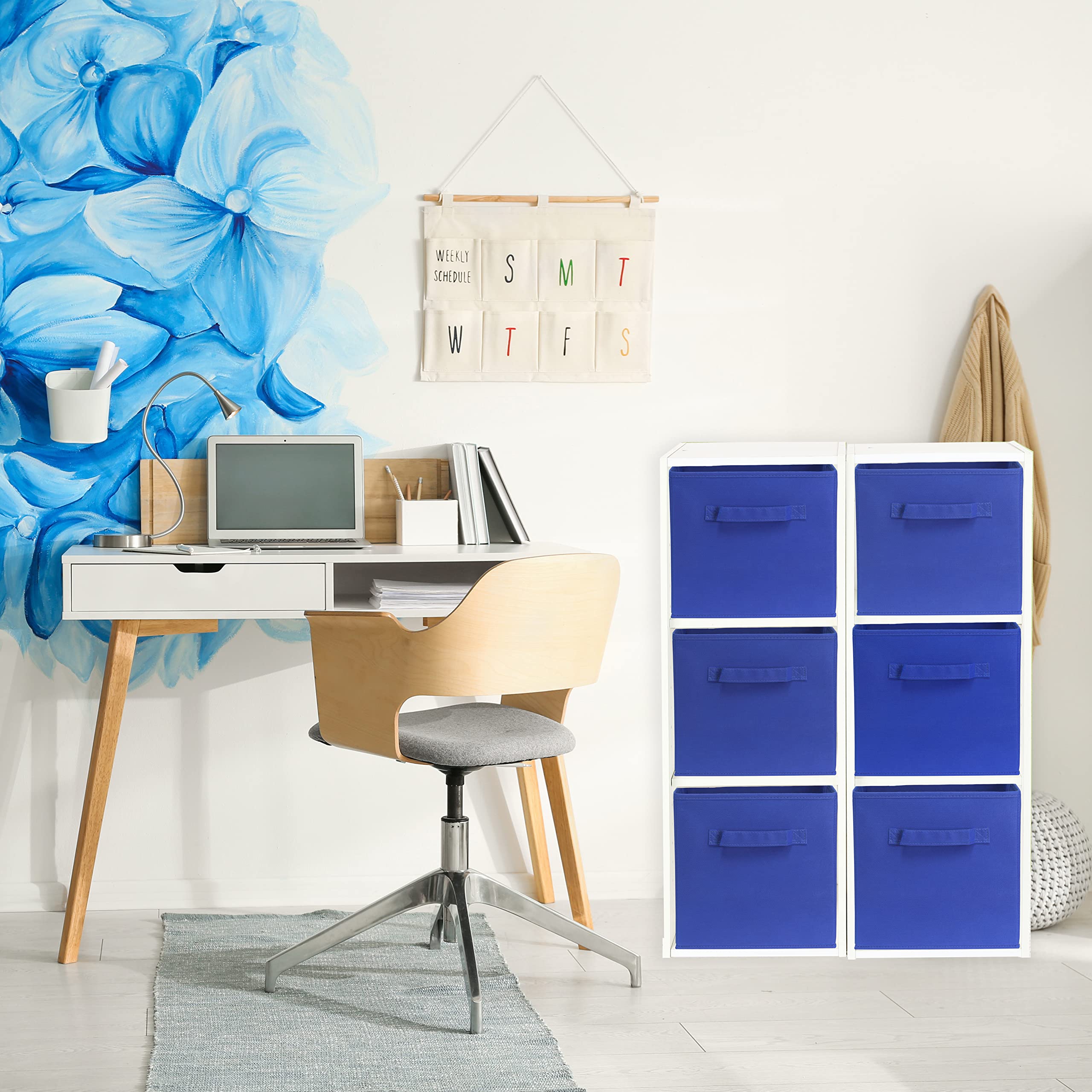 Simple Houseware Foldable Cube Storage Bin, Dark Blue - 6 Pack