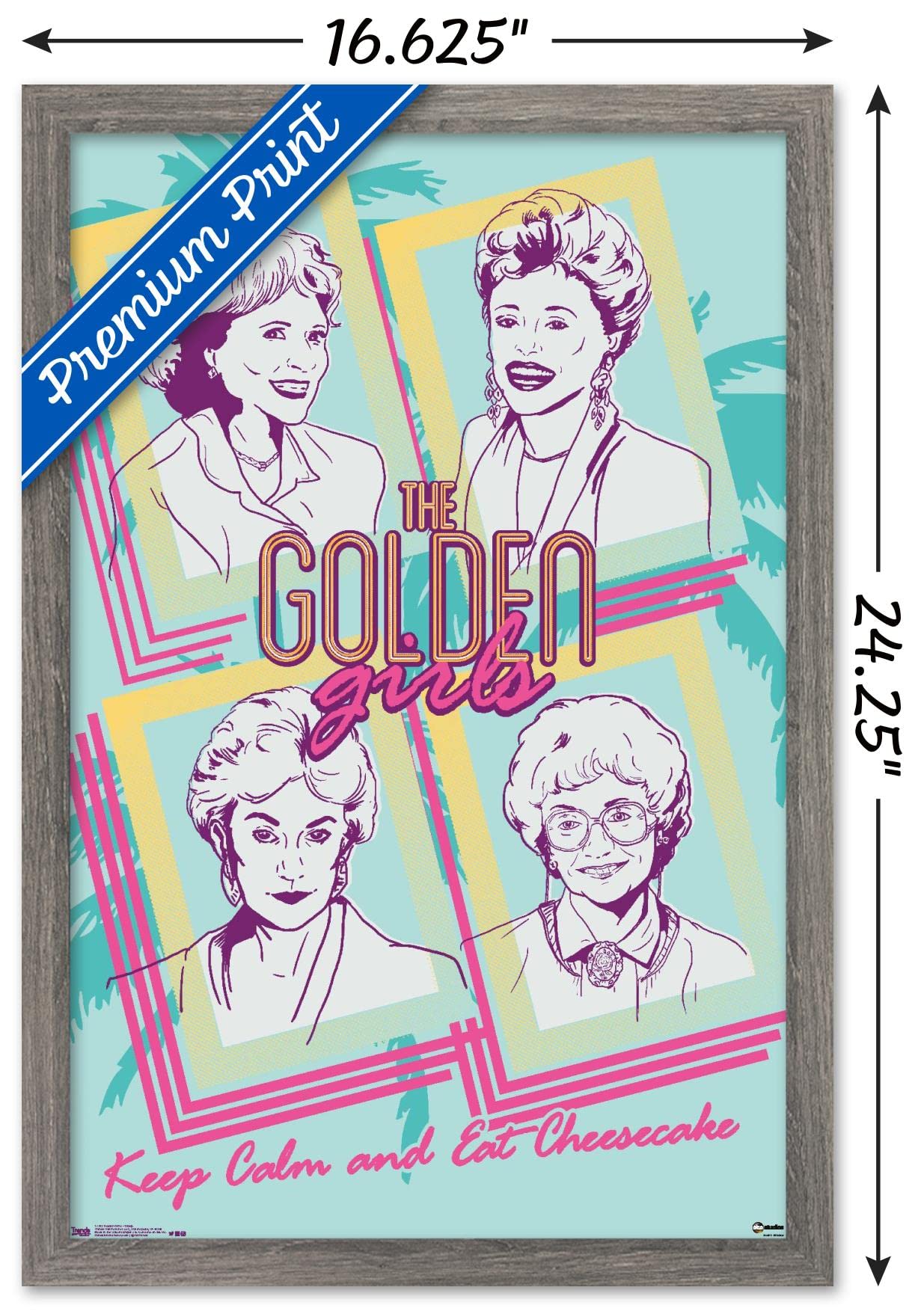 Trends International Golden Girls-Group Wall Poster, 14.725 In X 22.375 In, Barnwood Framed Version