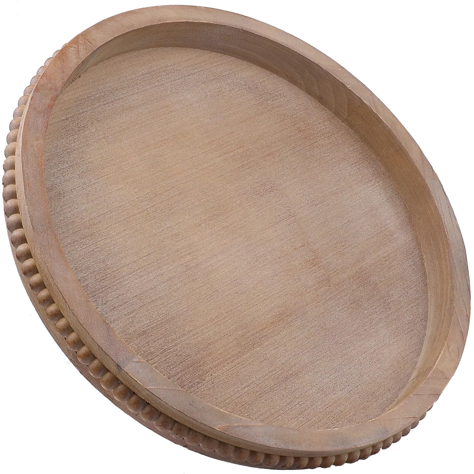 Hrastany Round Wood Decorative Serving Tray for Coffee Table, Brown