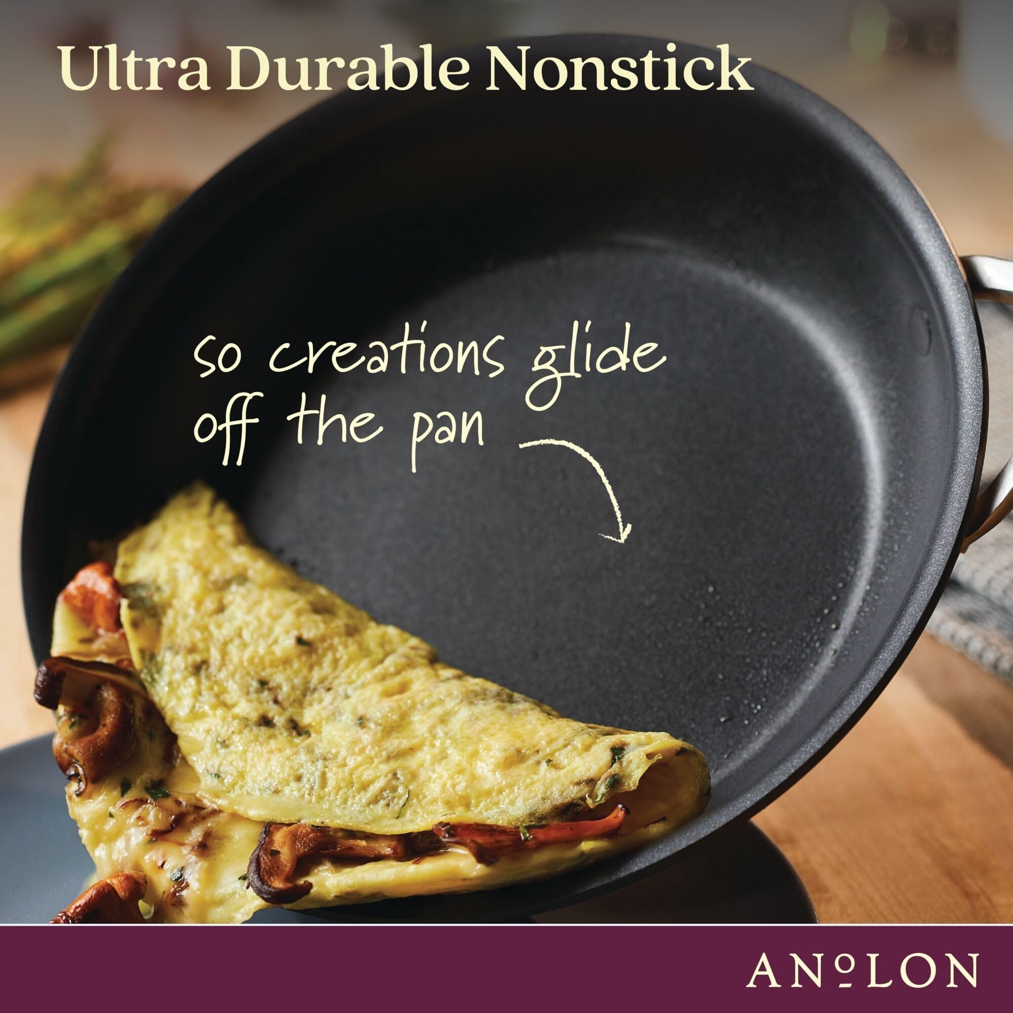 Anolon Nouvelle Copper Hard Anodized Nonstick Pots and Pans, Cookware Set (11 Piece), Sable