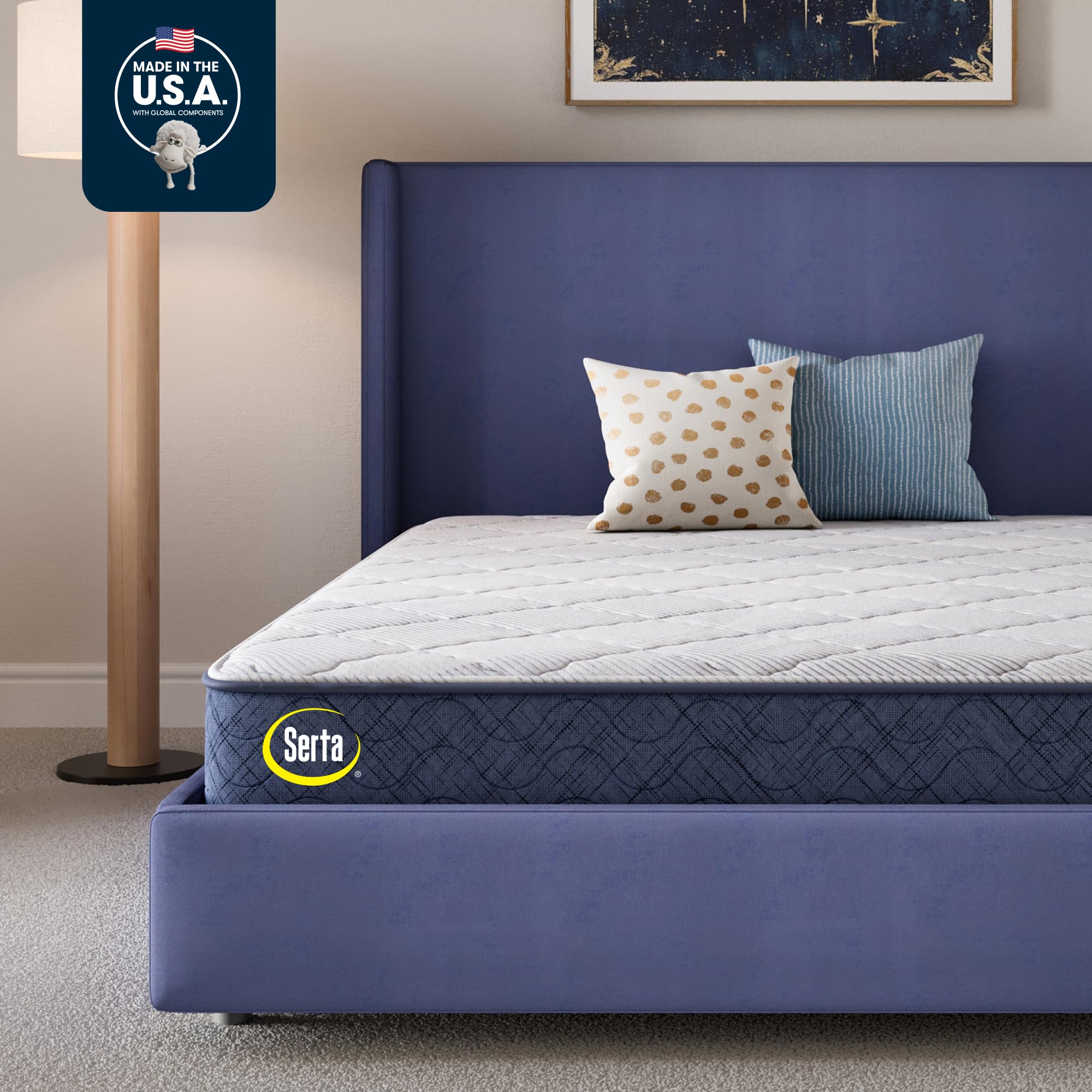 Serta Five Star Mattress Tranquility 10-Inch Medium - Cal King- Zoned Lumbar Support, Pressure Relief, Cooling Foam - Bed-in-a-B